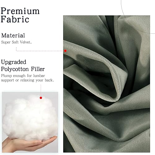 Miniatura 5 de Cojín decorativo Vercart grande, cuña para cama, grande, para uso de día, soporte para espalda, con cubierta extraíble, de terciopelo, completo,