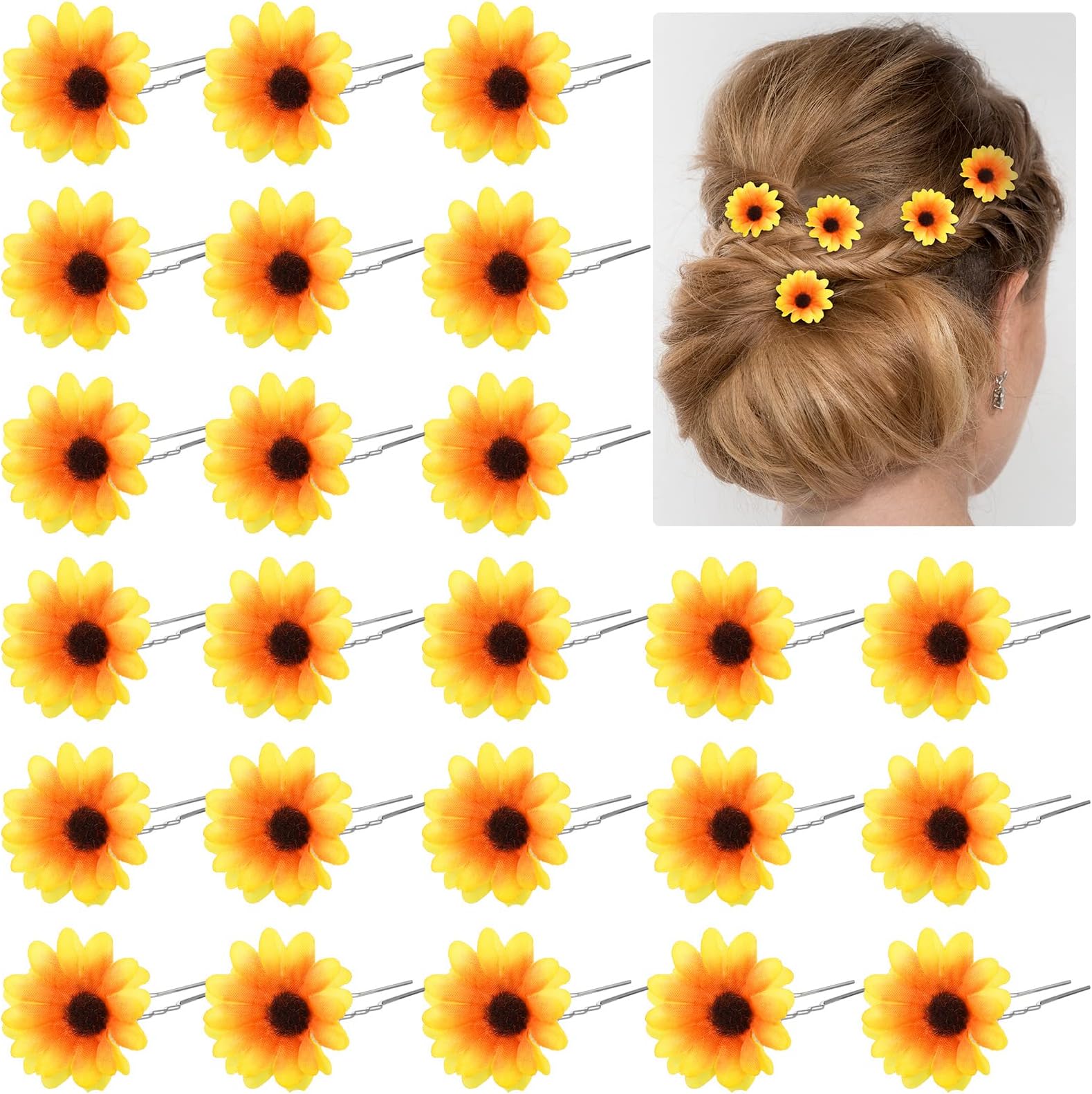 Sunflower Artificial Flower Hair Clip/Pin Brooch (Yellow