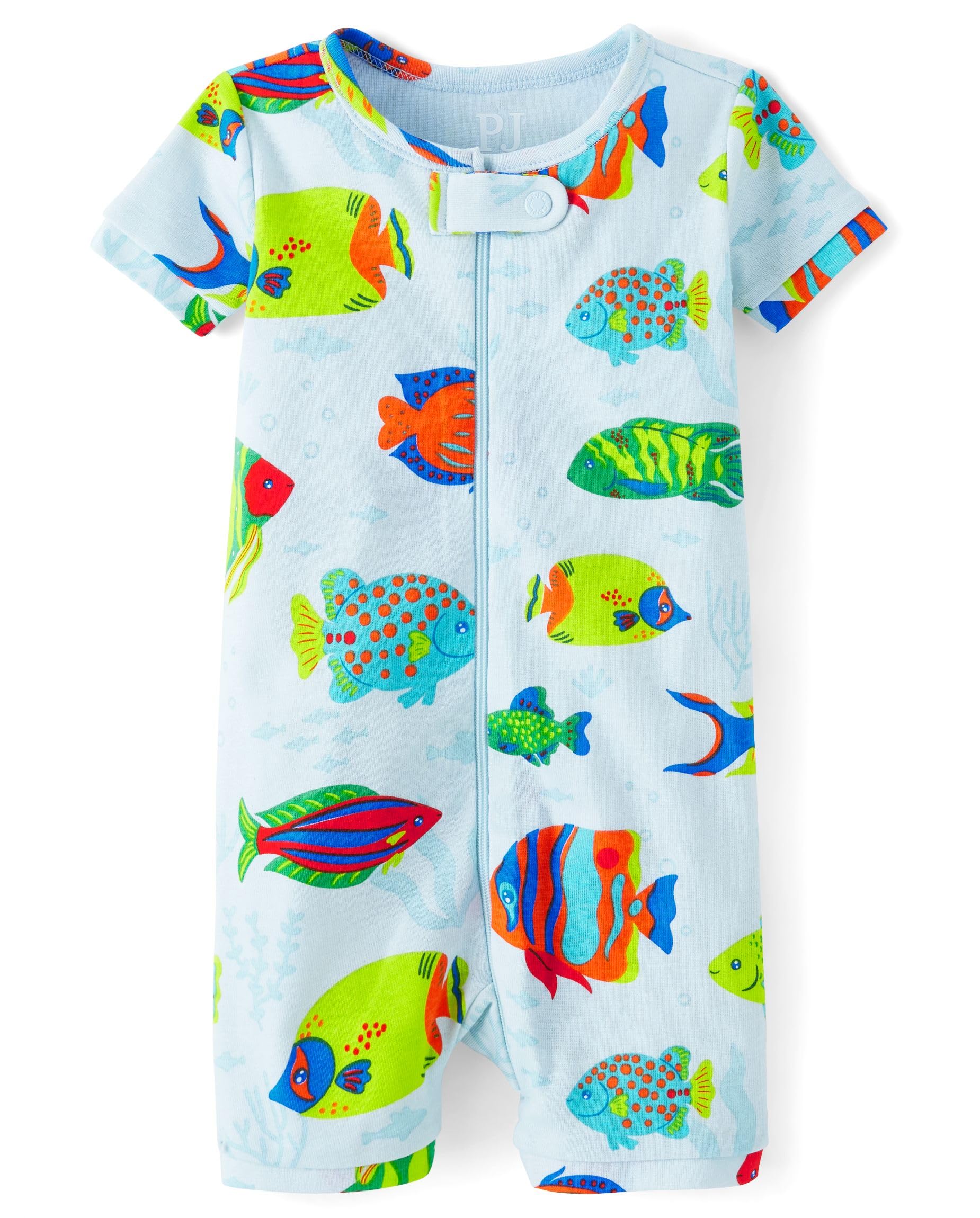 The Childrens Place Baby Boys And Newborn 100 Cotton Short Sleeve Zip Front One Piece Footless Pajamas