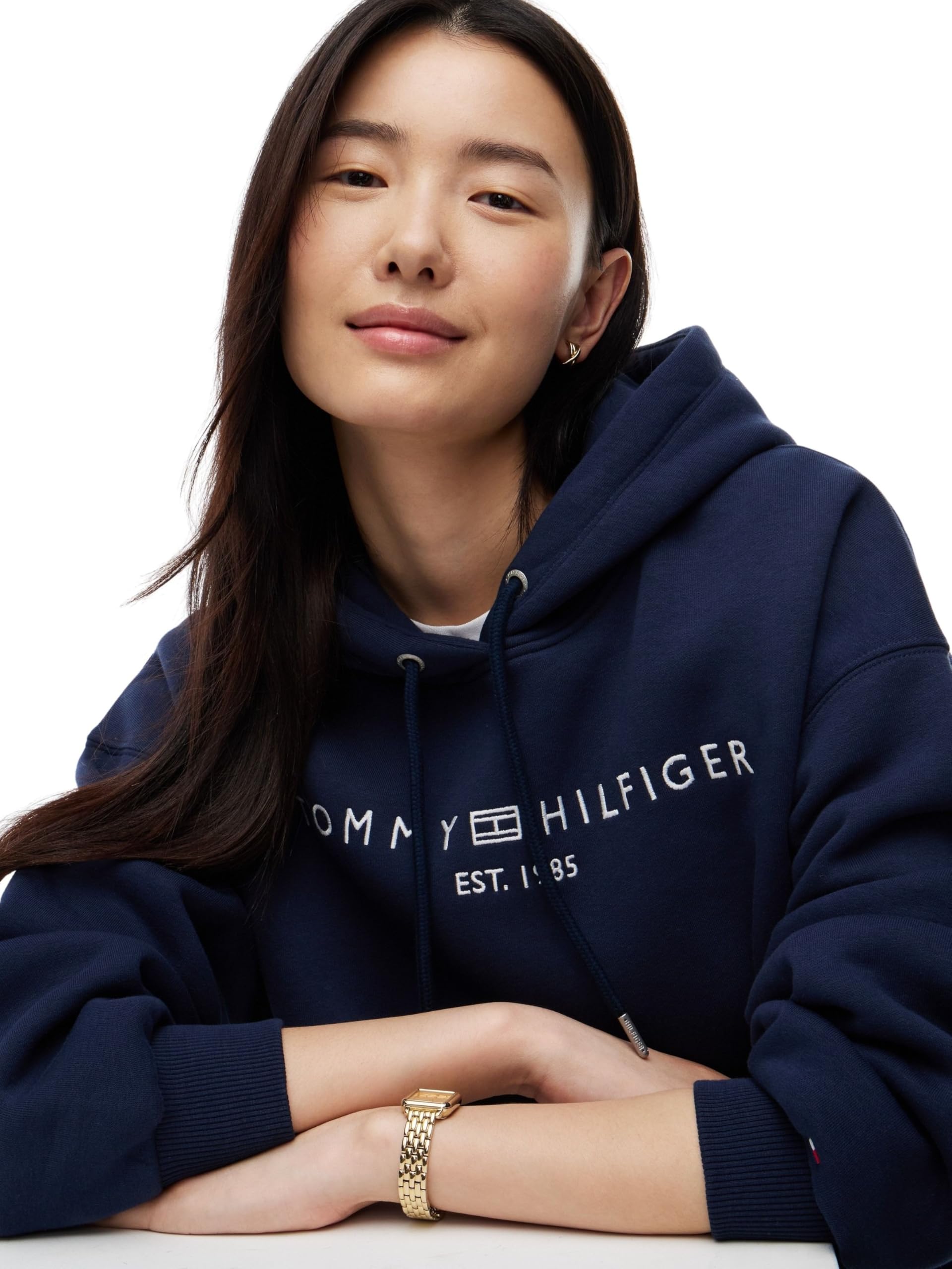 Tommy Hilfiger Corp Logo Mdrn Hoodie Ww0ww47832 Felpa con Cappuccio Donna (Pacco da 1)