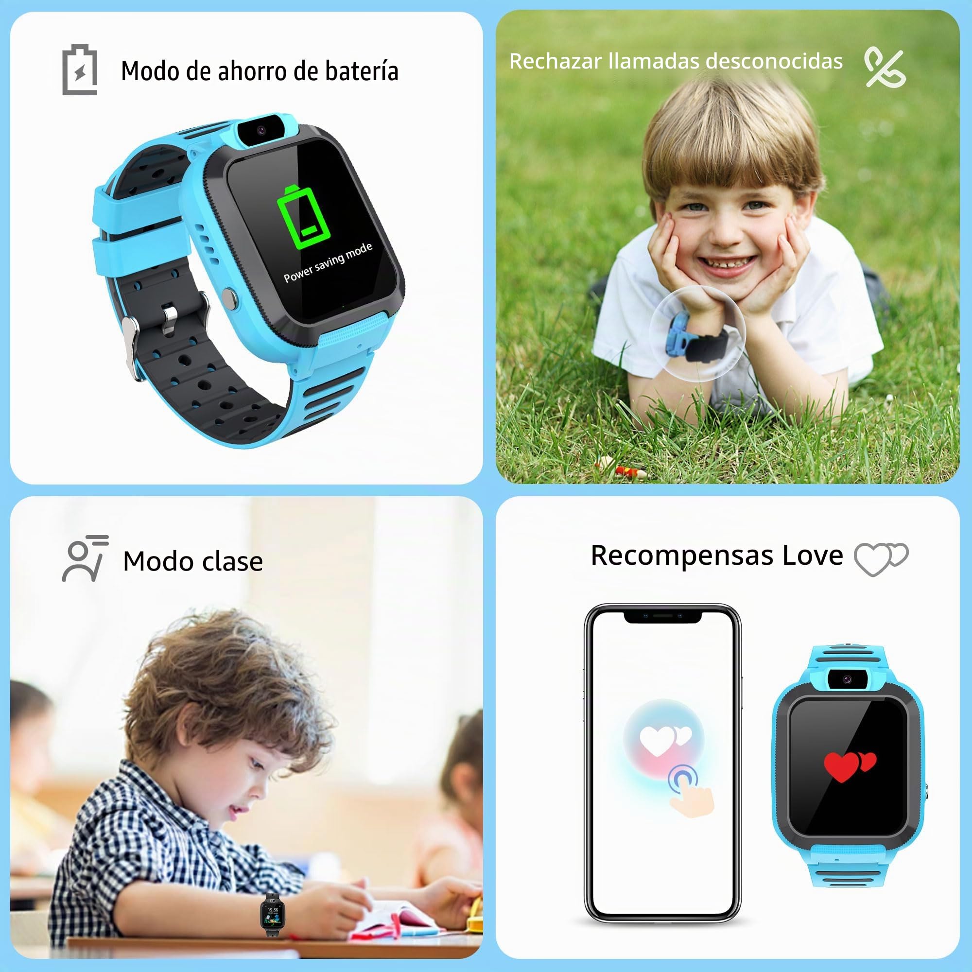 Reloj Inteligente Niño Niña con GPS Localizador Juego Chat de Voz | SOS Digital Despertador IP68 Impermeable Teléfonos Llamadas Cumpleaños Regalos Modelo de Aula Smartwatch para Niños Niñas