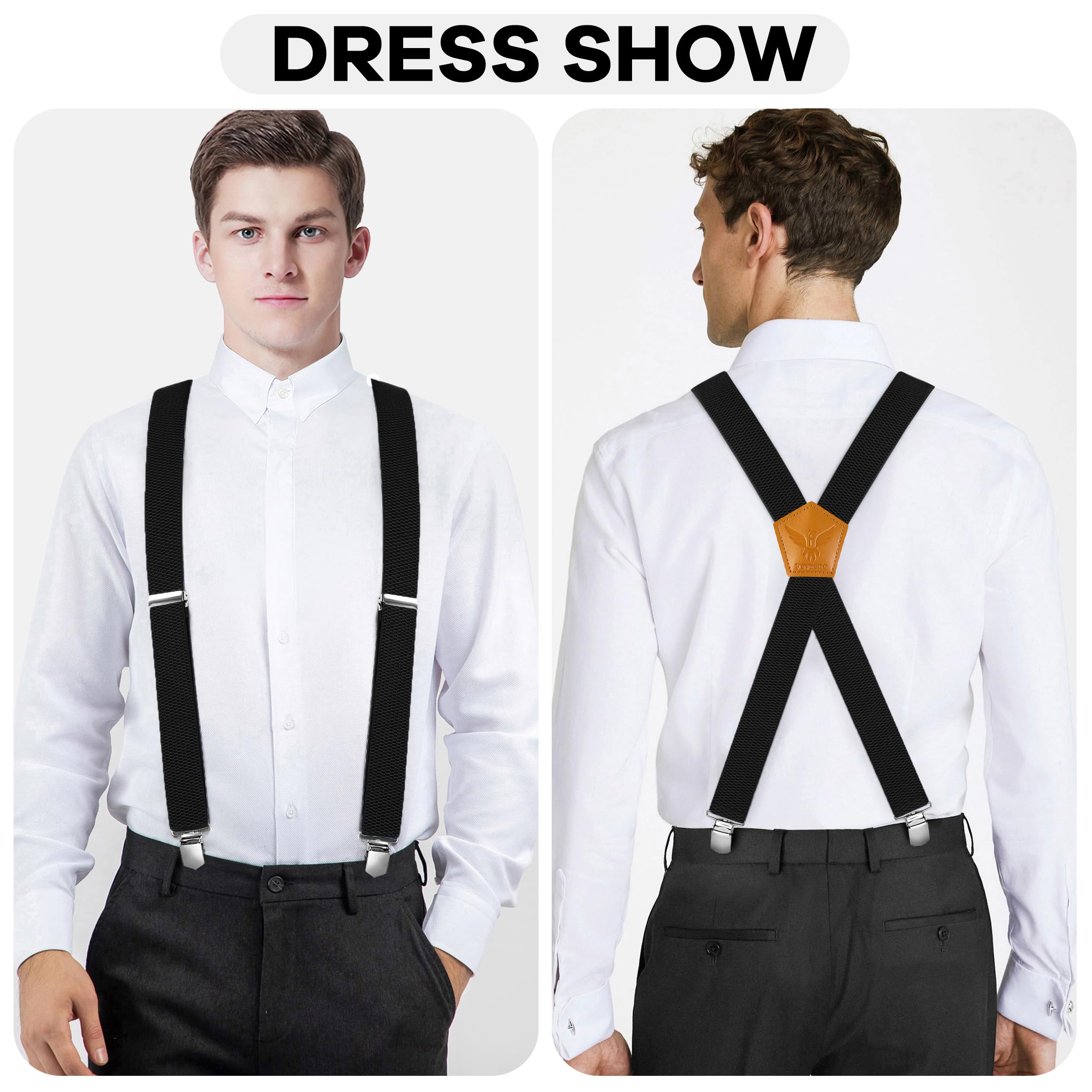 Tirantes para hombre de 4 cm de ancho, forma en X con clips de metal, tirantes para hombre, extrafuertes y elásticos, longitud ajustable para hombres y mujeres, monos vaqueros, pantalones de