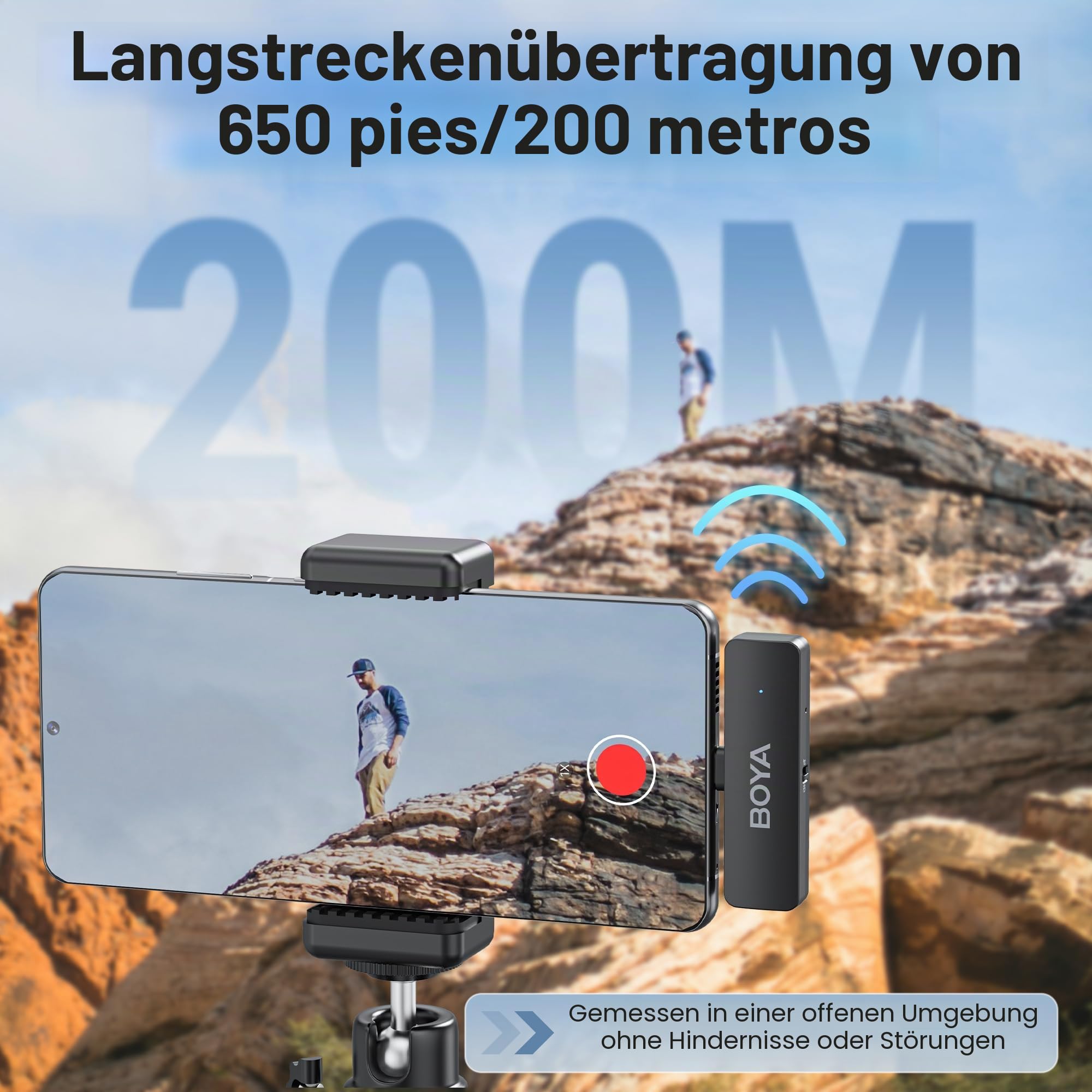 Boya BY-V4U Kabelloses Lavalier-Mikrofon für iPhone 15 Android Typ C Telefon Smartphone Clip-On Wireless Lapel Mic für Videoaufnahmen Podcast Interview Streaming Vlog YouTube