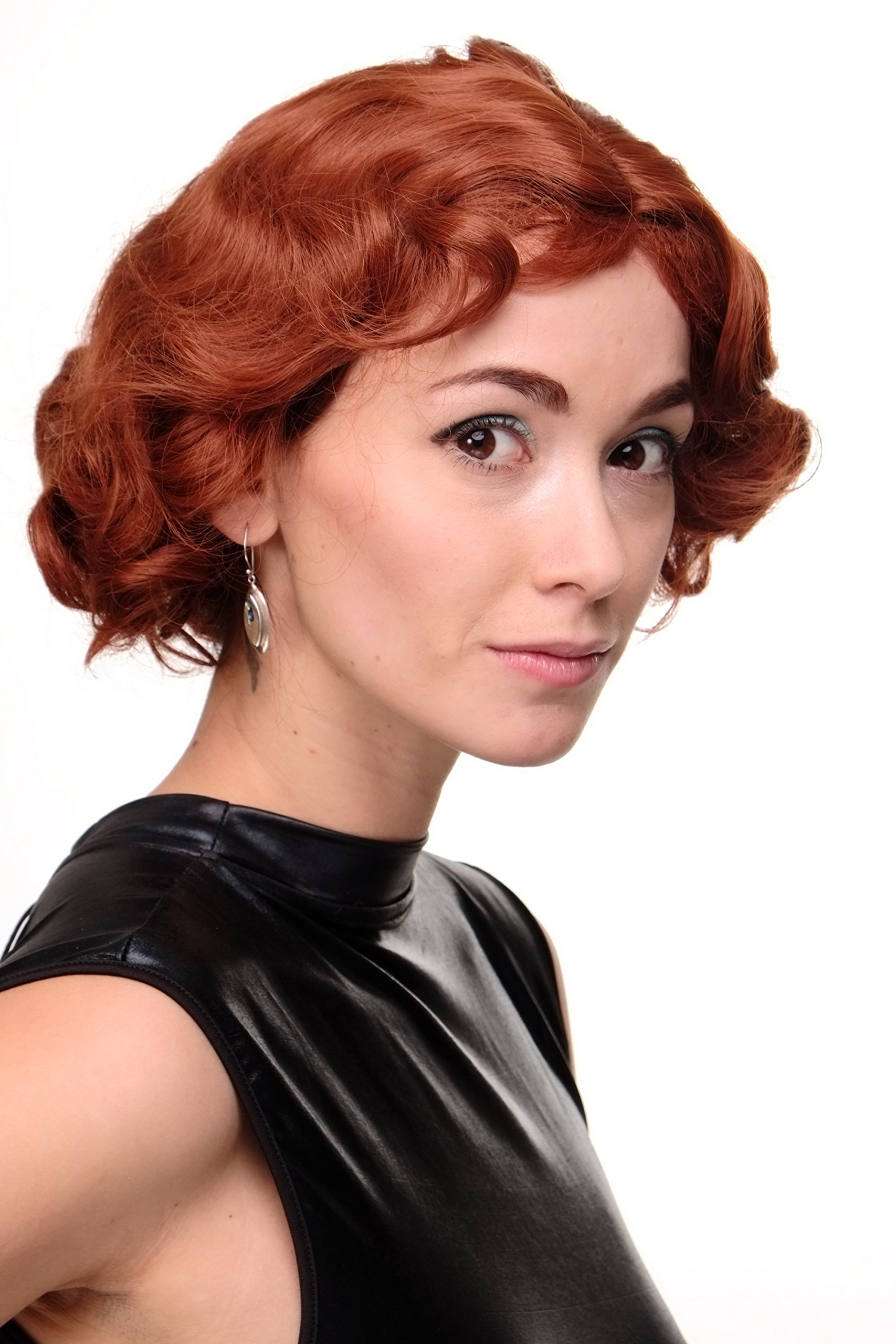 WIG ME UP A4002-350 Lady Quality Wig Short Bob 20s 30s Twenties Movie Star Diva Charleston Swing Style Wave Dark Copper Red - Image 3