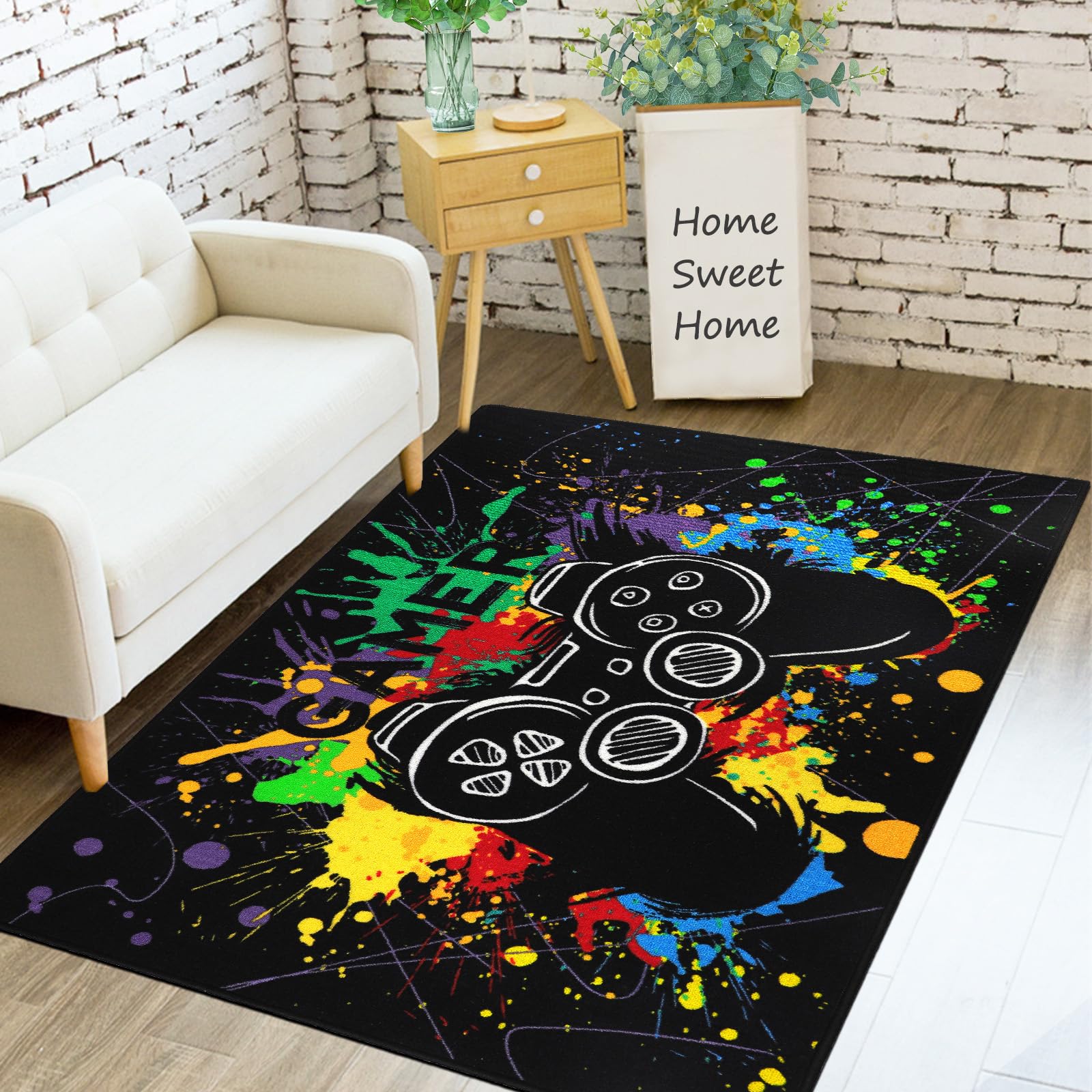 Capslpad Alfombra de juegos para habitación de niños, 160 x 100 cm, lavable a máquina, antideslizante, impresa en 3D, tapete de juego para niños, adolescentes, dormitorio, sala de estar