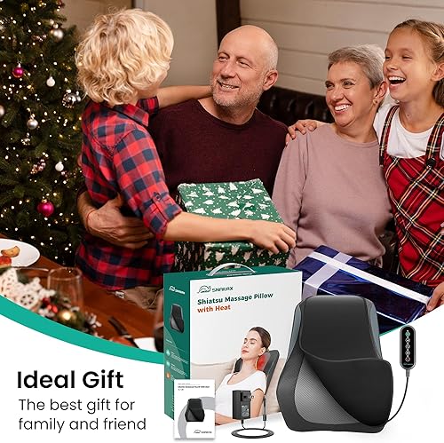 Miniatura 9 de Snailax Masajeador de espalda para dolor de espalda, tejido profundo, masajeador Shiatsu con calor, almohada de masaje de amasamiento 3D para