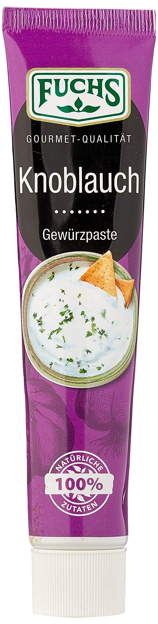 Fuchs Gewürze – Knoblauch Gewürzpaste, vollmundiges Aroma, Paste zum Würzen von Salaten, Soßen, Fleisch-Gerichten oder Suppen jeglicher Länder-Küchen, 45 g