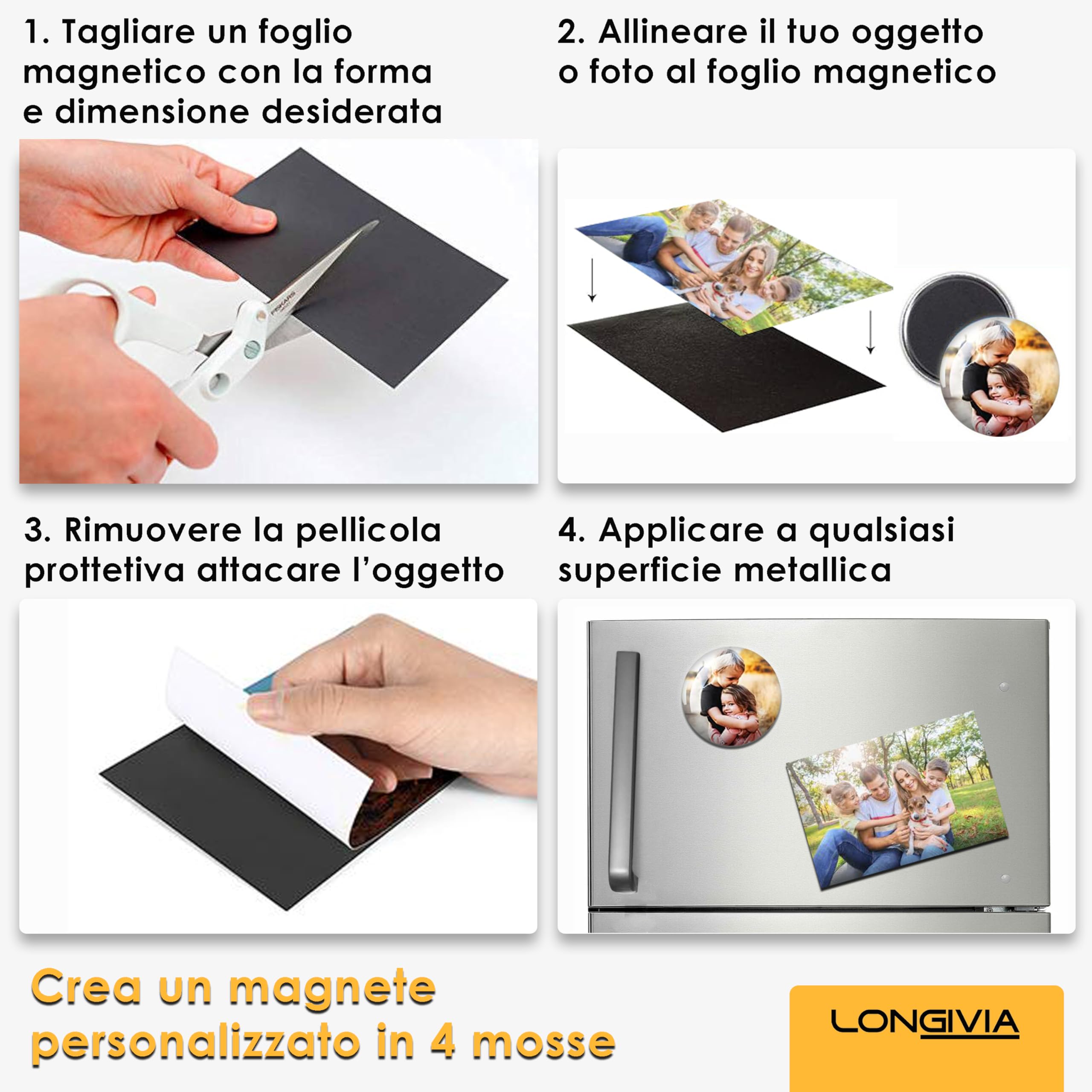 Longivia® 5 stuks zelfklevende magneetfolie van de nieuwe generatie - flexibele magneetbladen - personaliseerbare magneetplaat (15,3 cm x 10,2 cm