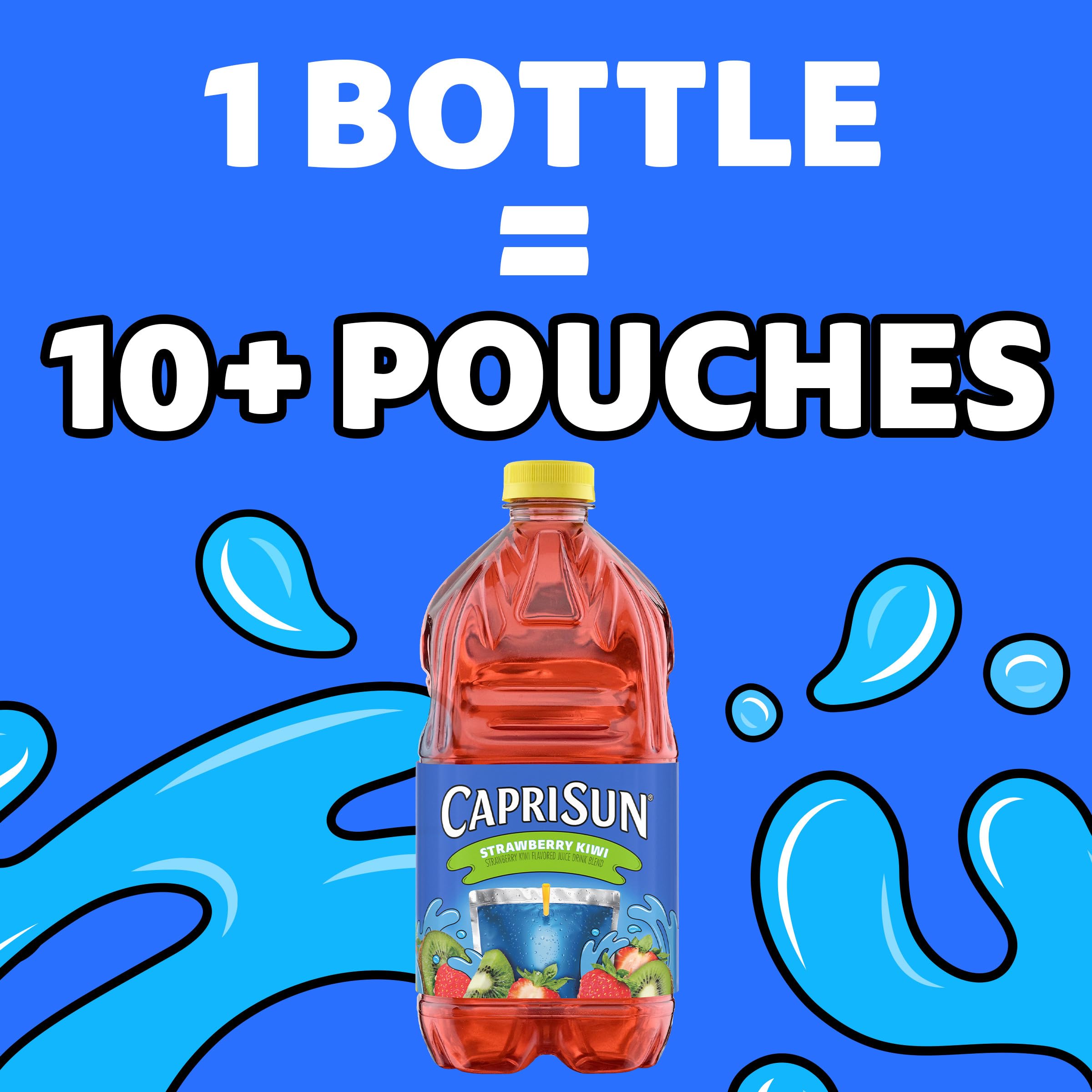 Capri Sun Strawberry Kiwi Flavored Juice Drink Blend from concentrate with other natural flavors, 64 oz Bottle