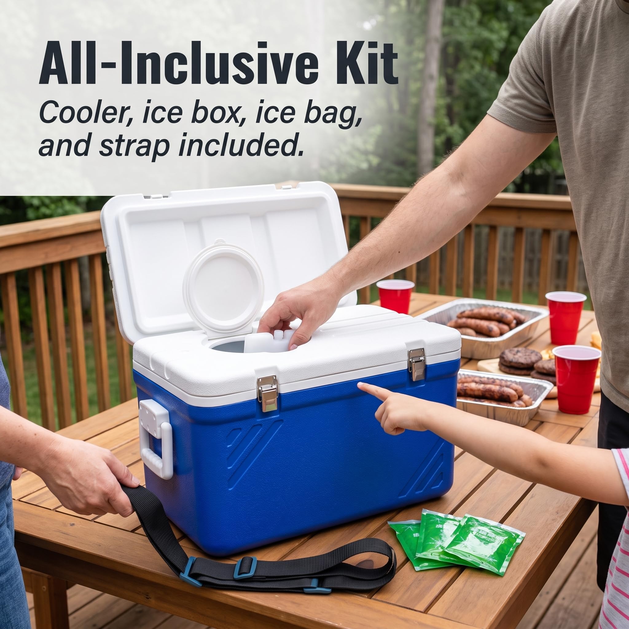 Kühlbox mit Dachluke, 50L/65L Box für Outdoor, und Angeln, Standardausstattung, 50L