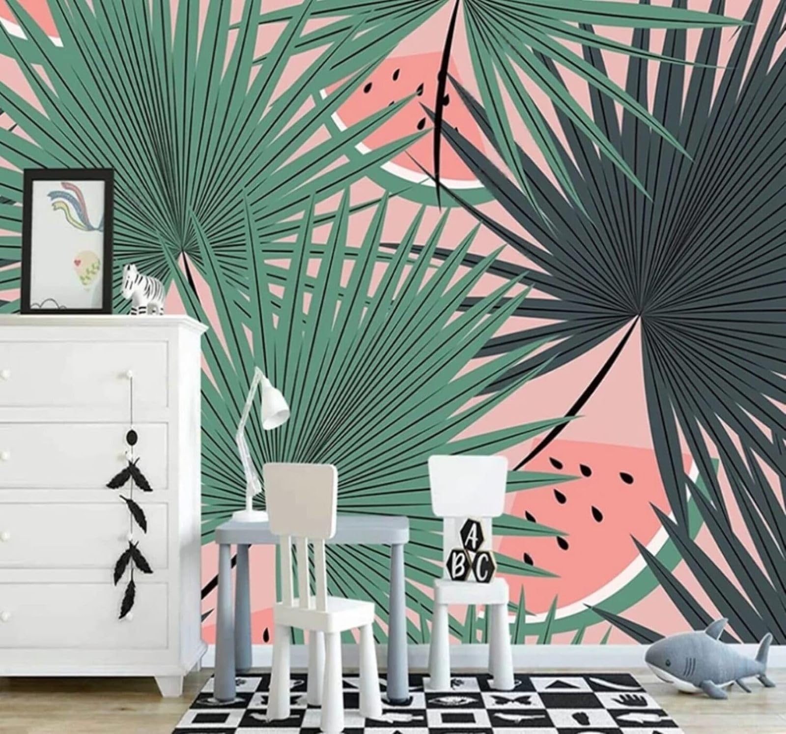 XLMING Hand Drawn Fresh Green Plants Fruit 3D Wallpaper Luxury Silk Study Dining Feature Sofa Grey Bedroom Living Room Tv Decorative Wall-300cm×210cm