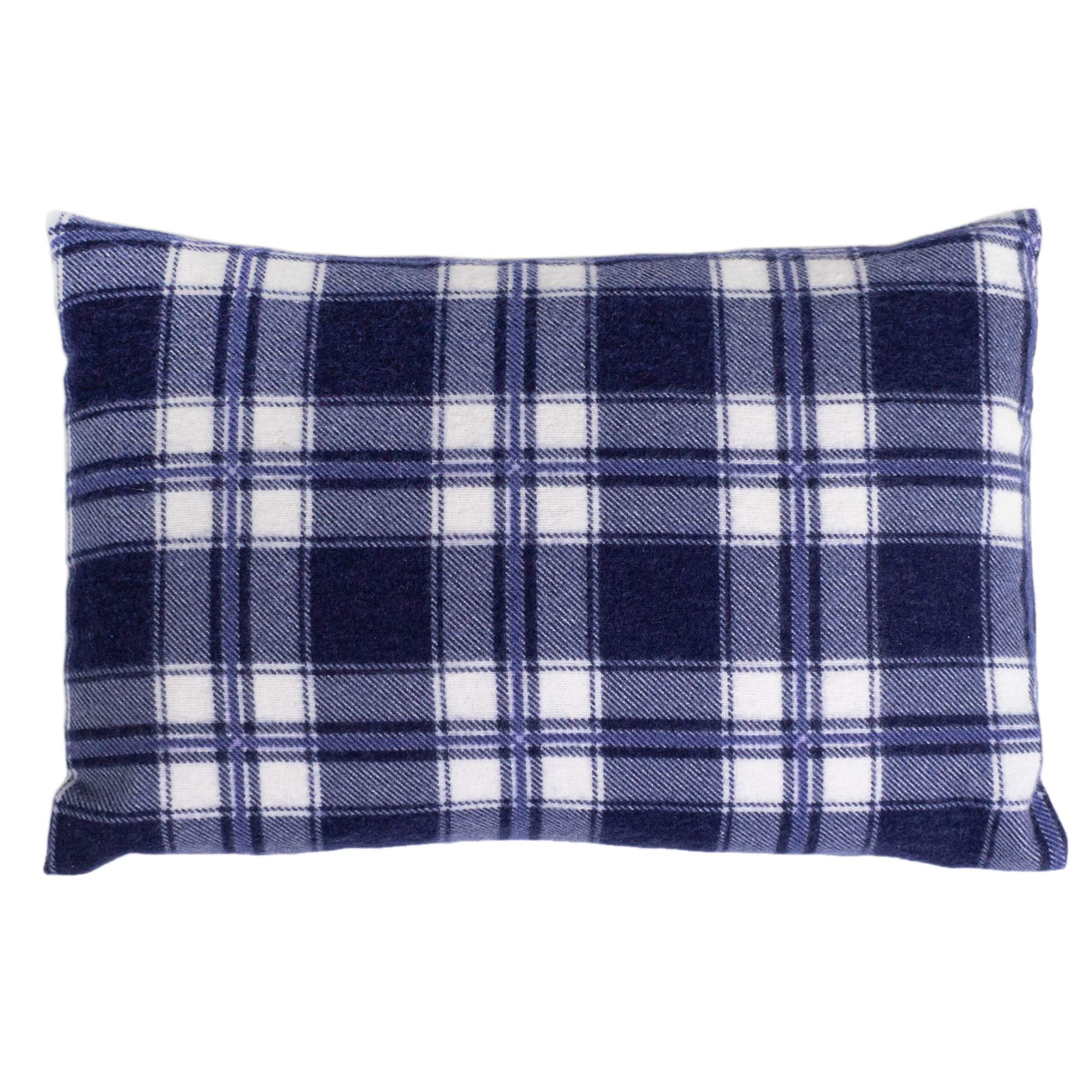 Cojín de lavanda 30 x 20 cm, franela a cuadros azul + relleno orgánico natural, flores de lavanda orgánicas, cojín perfumado para hierbas