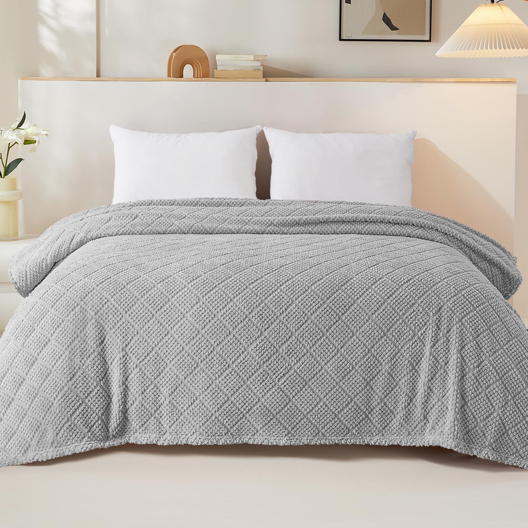 Whale Flotilla Fuzzy Fleece Double Size Blanket for Bed 150x200 CM Soft Fluffy Jacquard Waffle Blankets for All Season Lightweight and Warm - Image 2