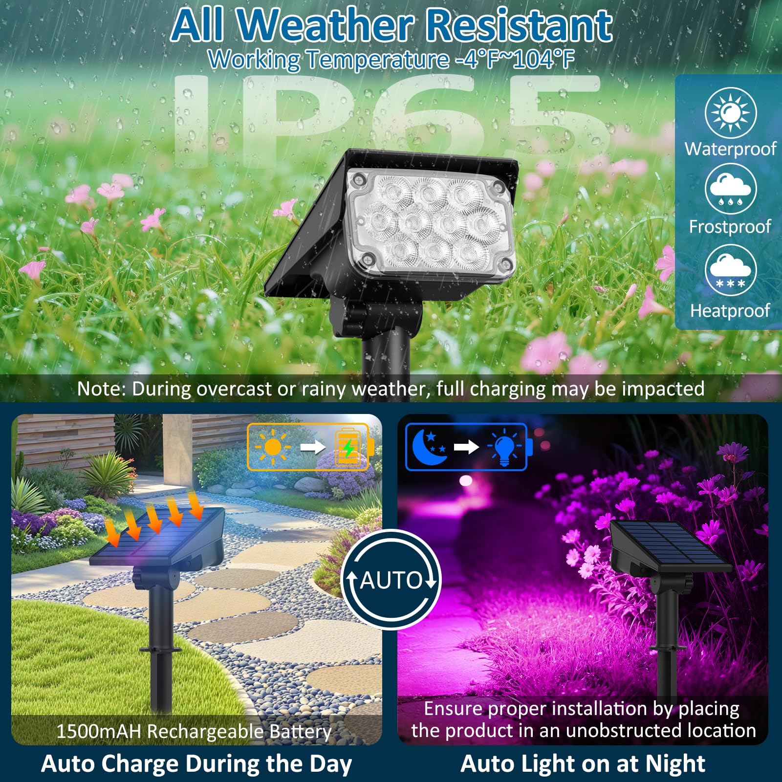 T-SUNUS Gartenstrahler Solar Außen mehrfarbig, Solarstrahler für Außen 10 LED Solarlampen für außen 6 Farbwechsel Solar Gartenleuchte IP65 Wasserdicht für Bäume Sträucher Gartenweg 4 Stück