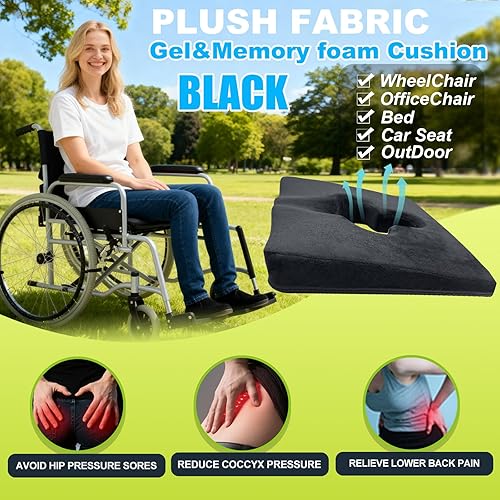 Miniatura 2 de Cojín de asiento de silla de ruedas de gel, cojines de dolor de cama para glúteos, alivia la ciática, espalda, coxis, alivio del dolor de presión y