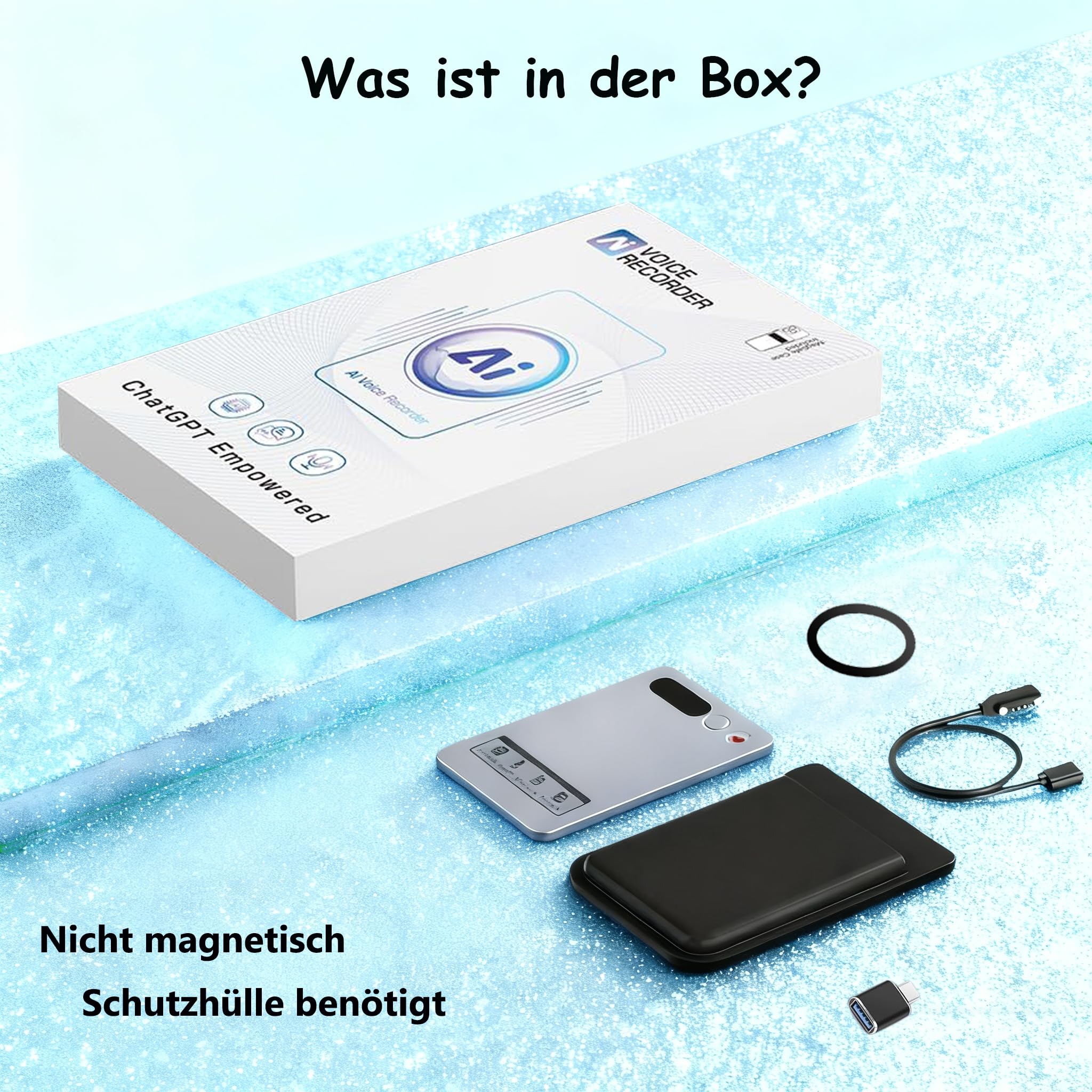 KI Digitales Diktiergerät Aufnahmegerät mit KI Transkription, Mindmap und Zusammenfassen Magnetisch Ultra-Dünn, APP-Steuerung, AI Notiznehmer with152 Sprachen Unterstützt für Vorträge Meetings