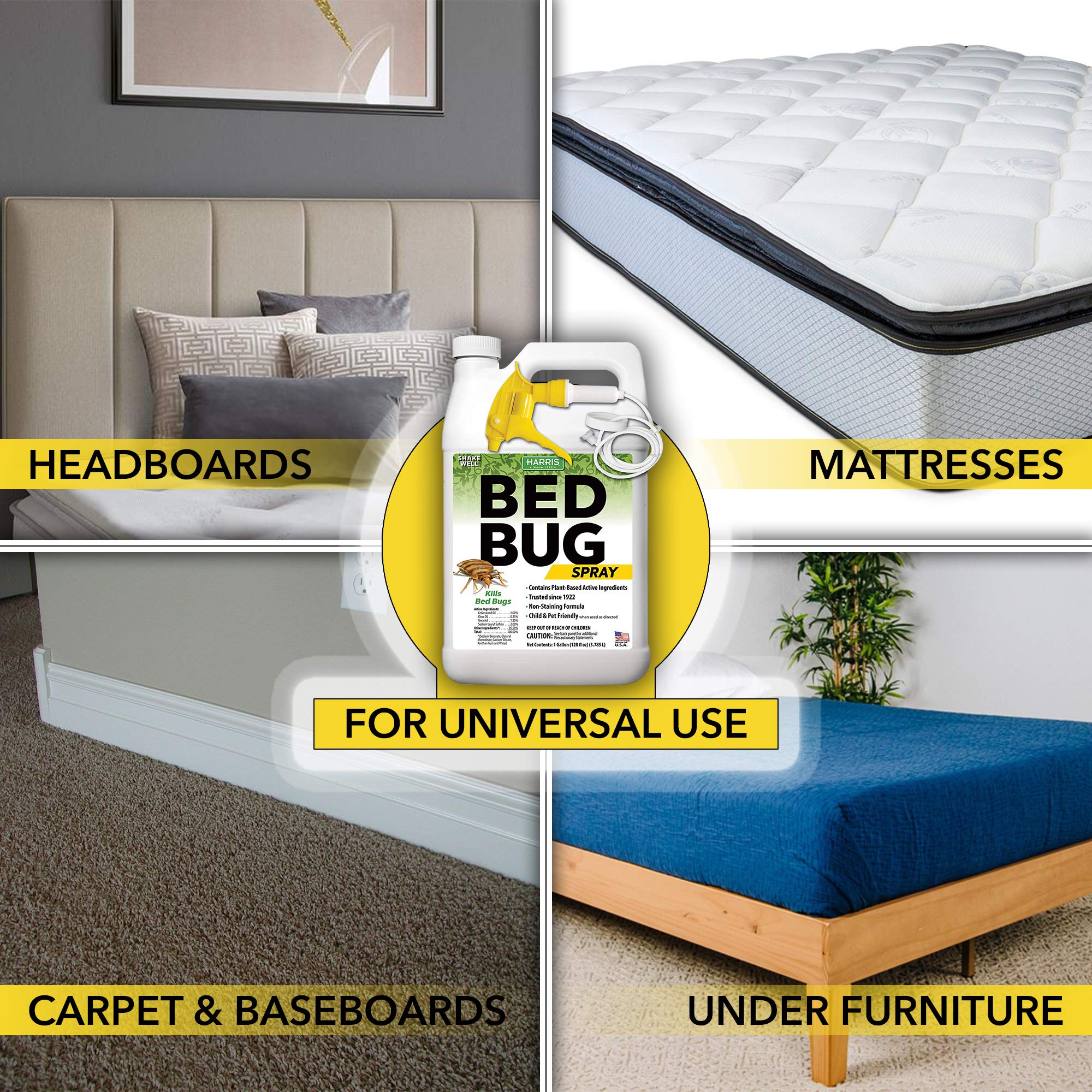 HARRIS Plant Based Bed Bug Killer, Fast Acting Spray with Extended