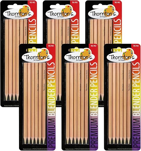 Thornton's Art Supply Lápiz mezclador incoloro de alta calidad, 36 unidades a base de cera para dibujo, bocetos, mezcla, sombreado, suavización,