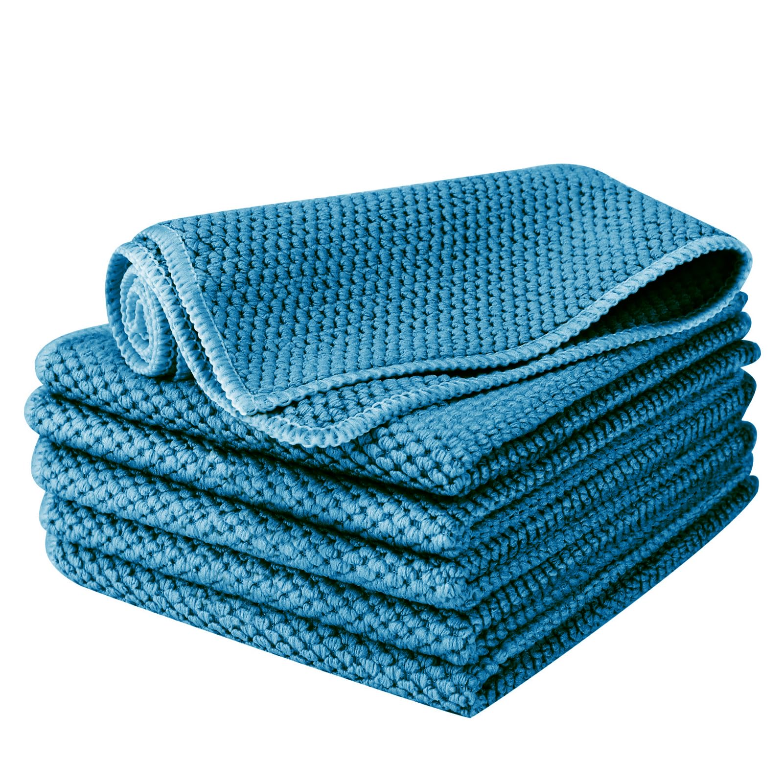 Mikrofasertücher 6 Stück 30x30 cm Reinigung Küche Auto Fenster (Blau) | Mikrofasertücher weich, saugstark und fusselfrei, ideal für Küche, Auto und Fenster, waschbar und wiederverwendbar
