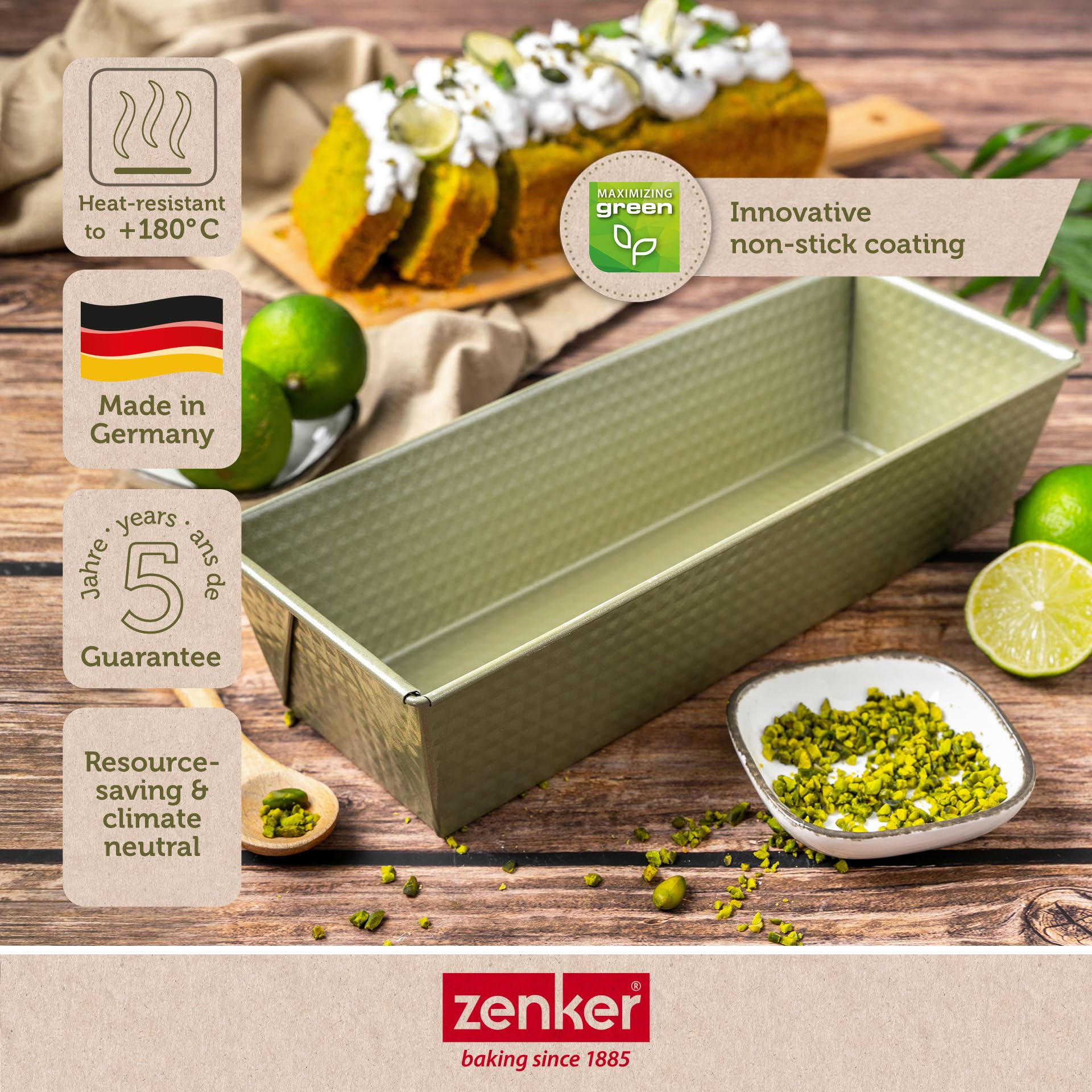 Zenker Loaf Tin for Bread & Cakes, 30.5x11.5cm, Green Vision Series, ECO - Image 3