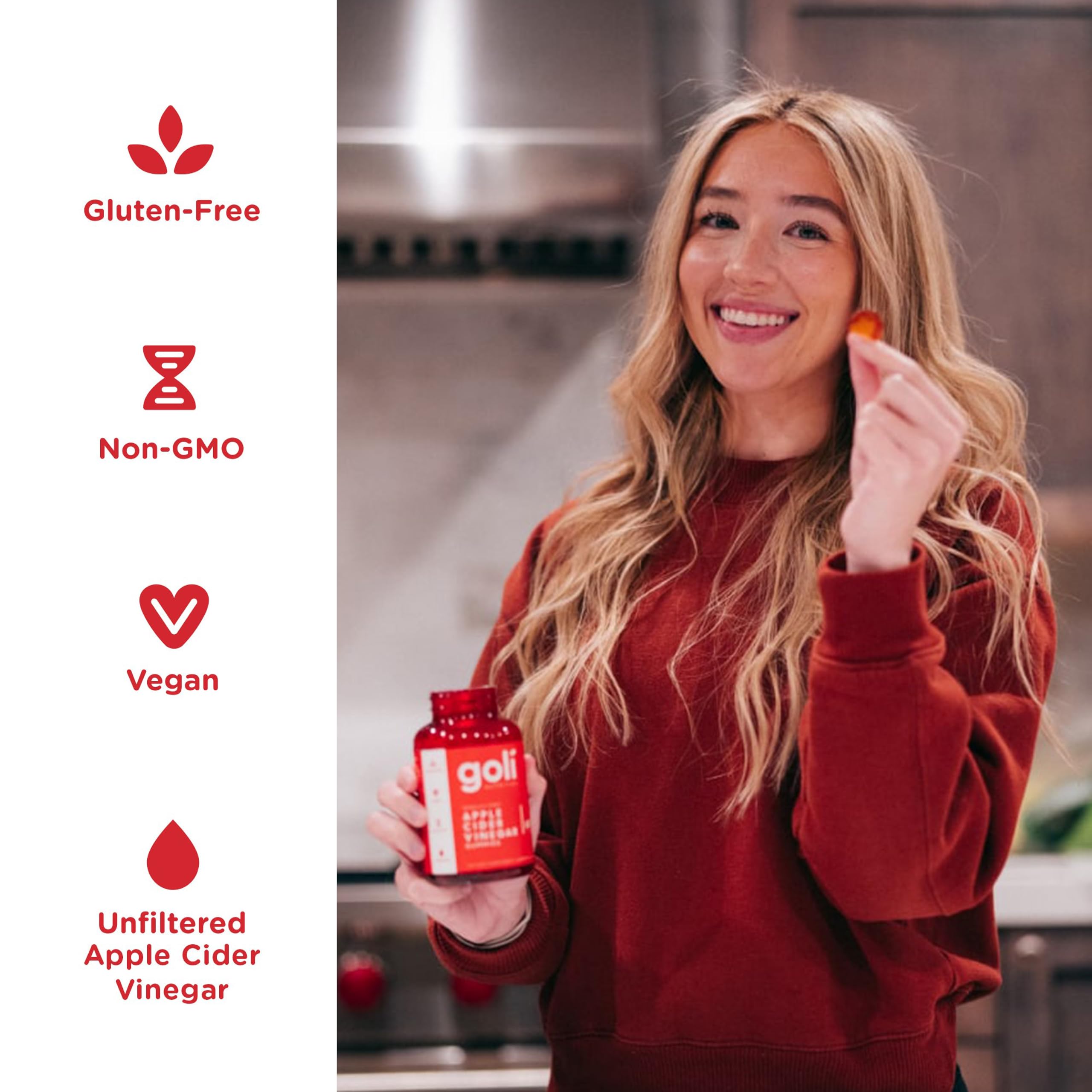 Goli Nutrition, Apple Cider Vinegar, 60 vegane Gummies, 1000mg Apfelessig je Dosis, Glutenfrei, Sojafrei, GMO frei, natürliches Aroma