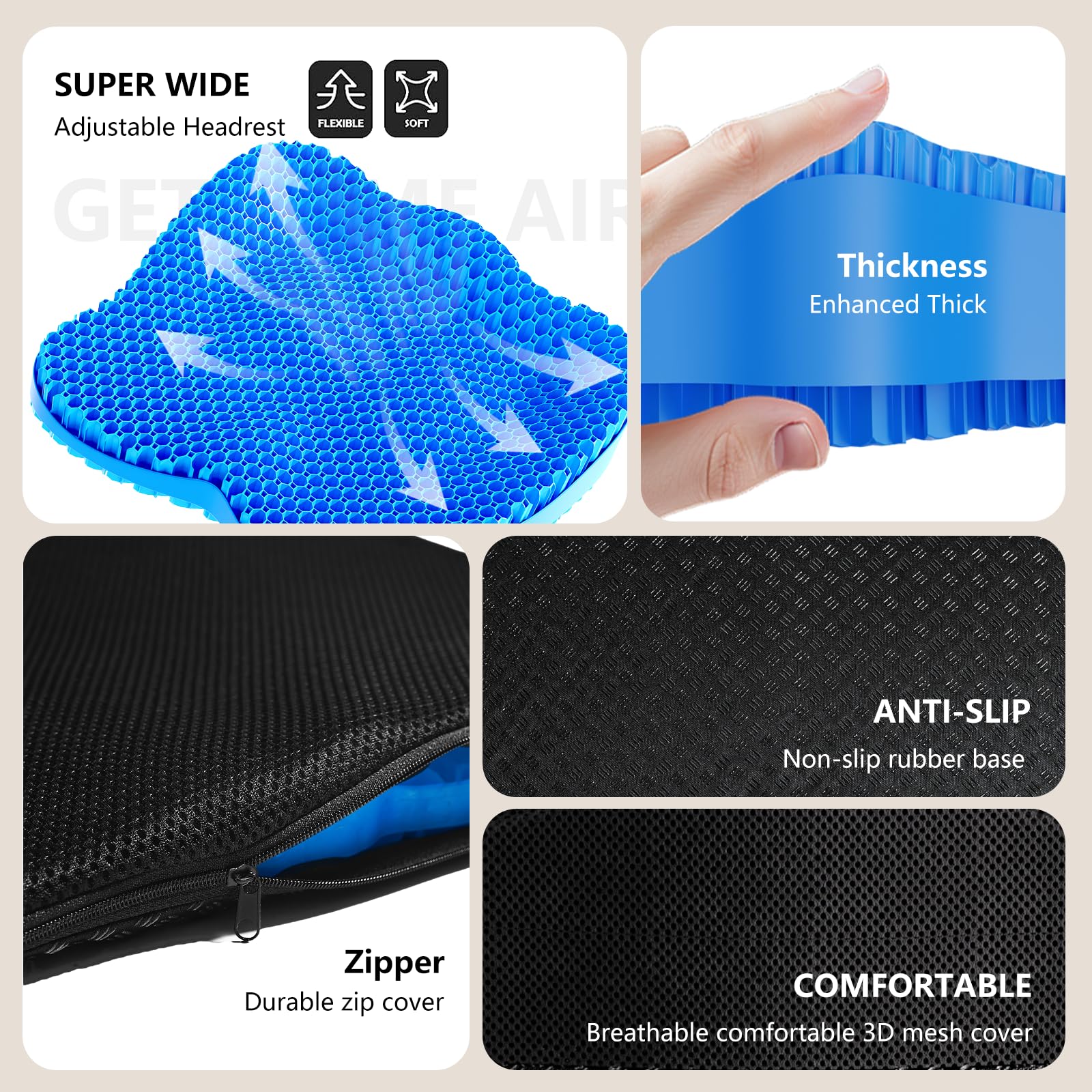 Cojín de Gel para Silla de Ruedas, Alivia la ciática, Espalda, coxis, úlceras por presión y úlceras, cojín refrescante y ergonómico para Silla