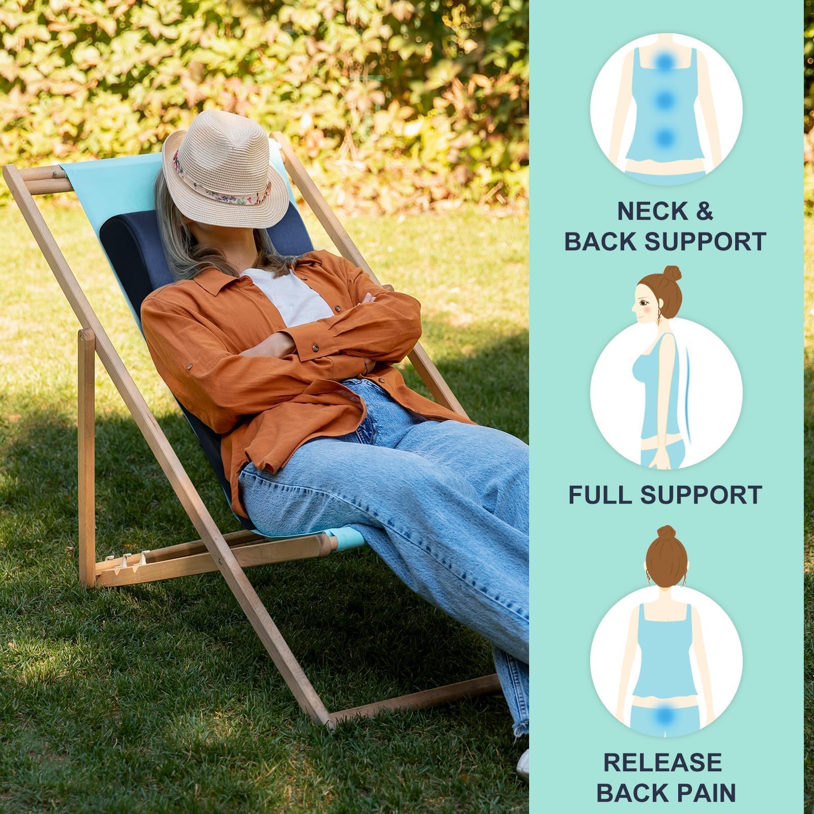 Cuscino lombare 2 in 1 di supporto lombare per divano reclinabile, cuscino in schiuma ad alta densità, supporto ergonomico per la schiena per sedie a dondolo con schienale alto, sedia da gioco