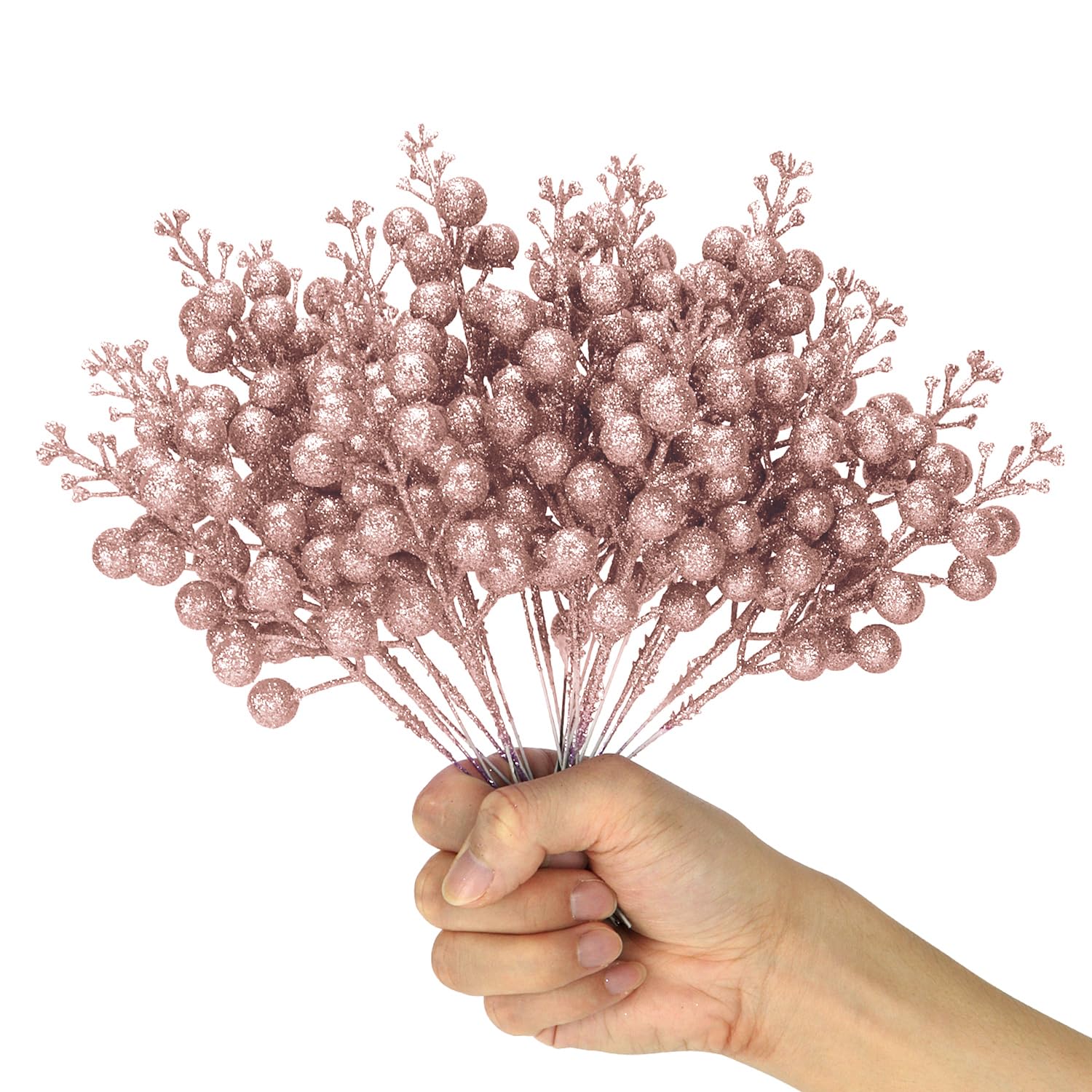 Pack of 16 Christmas Glitter Berry Stem