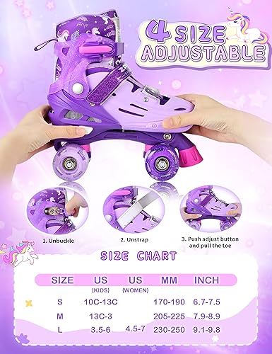 Miniatura 2 de 2PM SPORTS Patines de ruedas para niñas, niños y niños pequeños de 4 a 6, 5 a 8, 6 a 12, 8 a 12 años con ruedas iluminadas, patines ajustables para