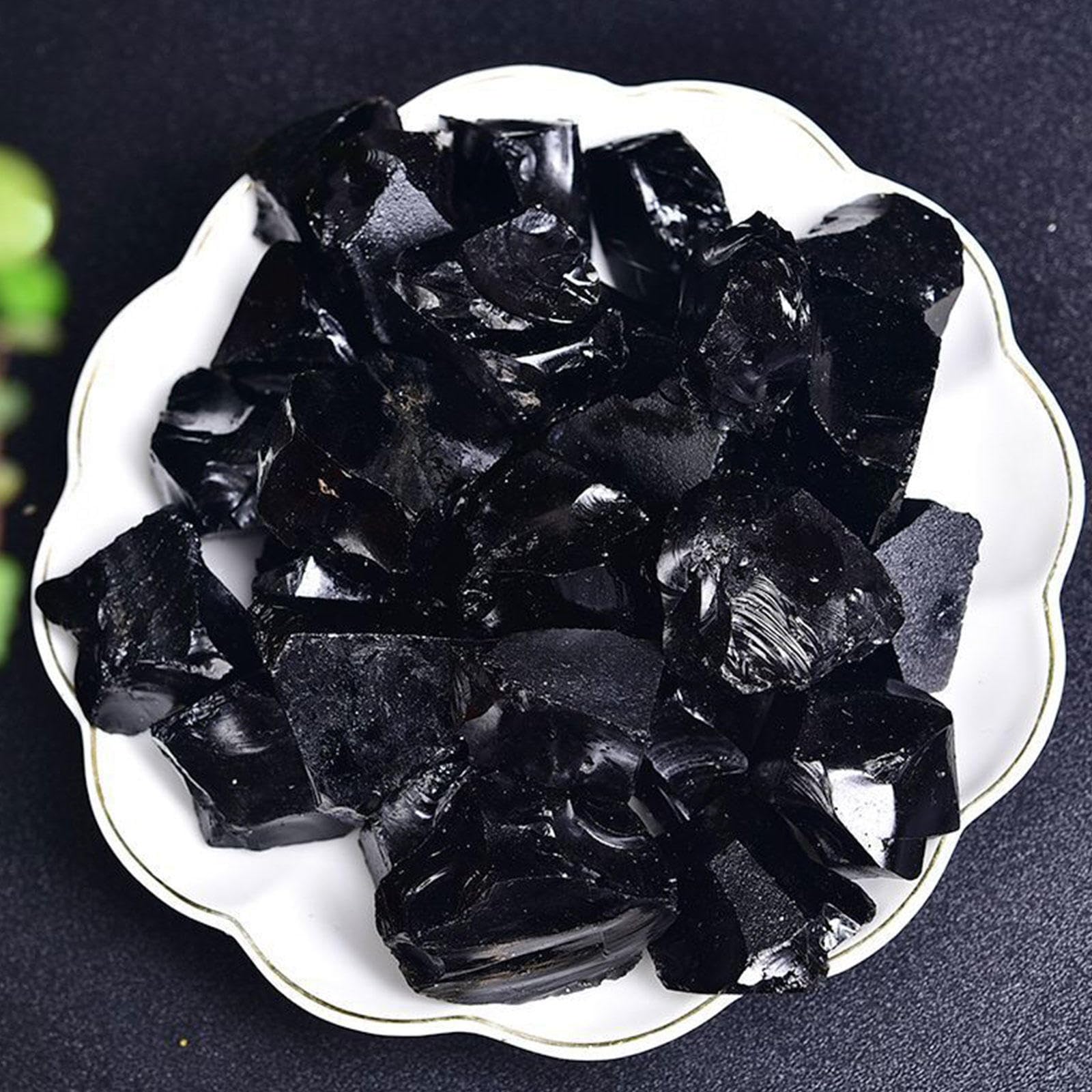 Juego de Cristales de Piedras Crudas de Obsidiana Negra a Granel de 2,2 Libras - Piedra Obsidiana - Piedras Crudas para Caer – Wicca y Curación de Cristal Energético,2-3cm