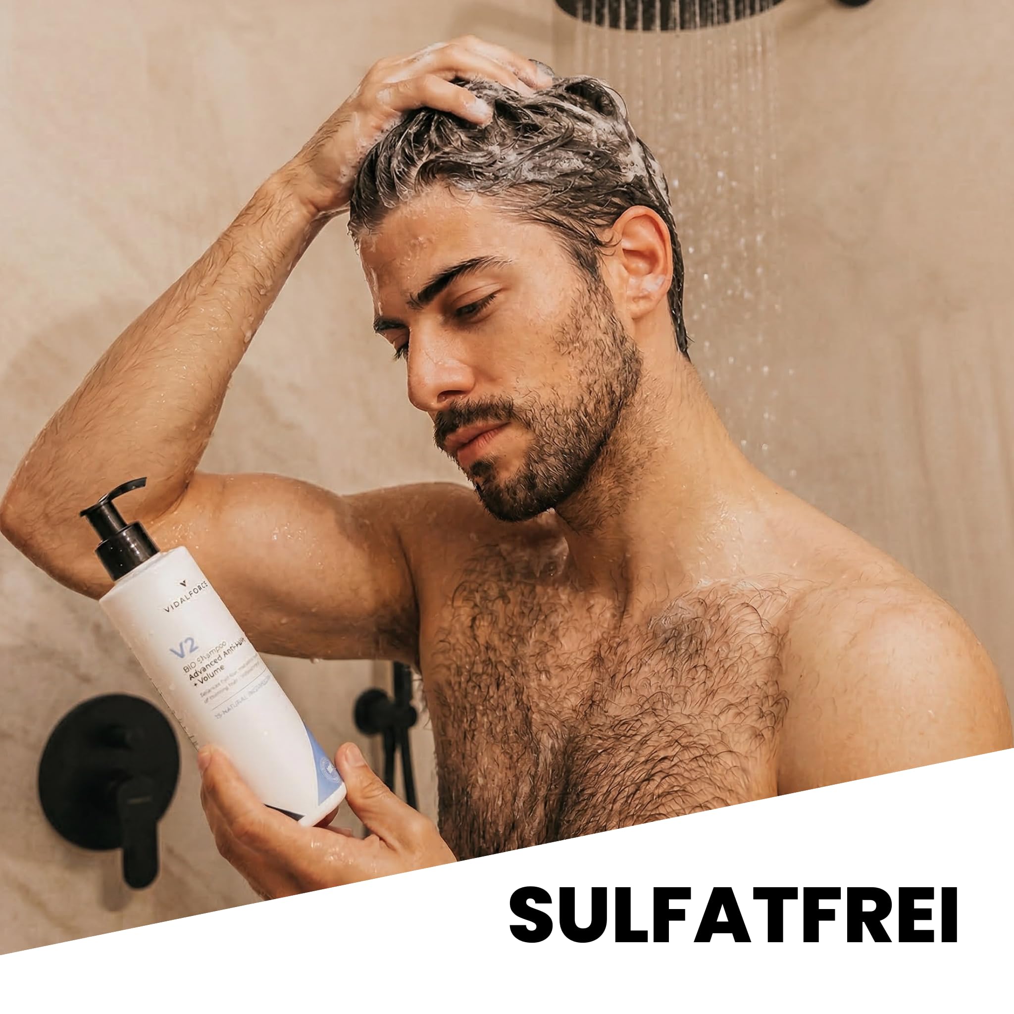 VidalForce V2 Shampoo gegen Haarausfall, erweiterter Haarausfall, sofortiges Volumen, sulfat- und silikonfrei, 250 ml
