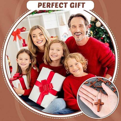 Miniatura 6 de 100 dijes de cruz de madera natural de 4 estilos para hacer joyas, recuerdos colgantes, llavero cruzado, pequeños colgantes de cruz de madera maciza