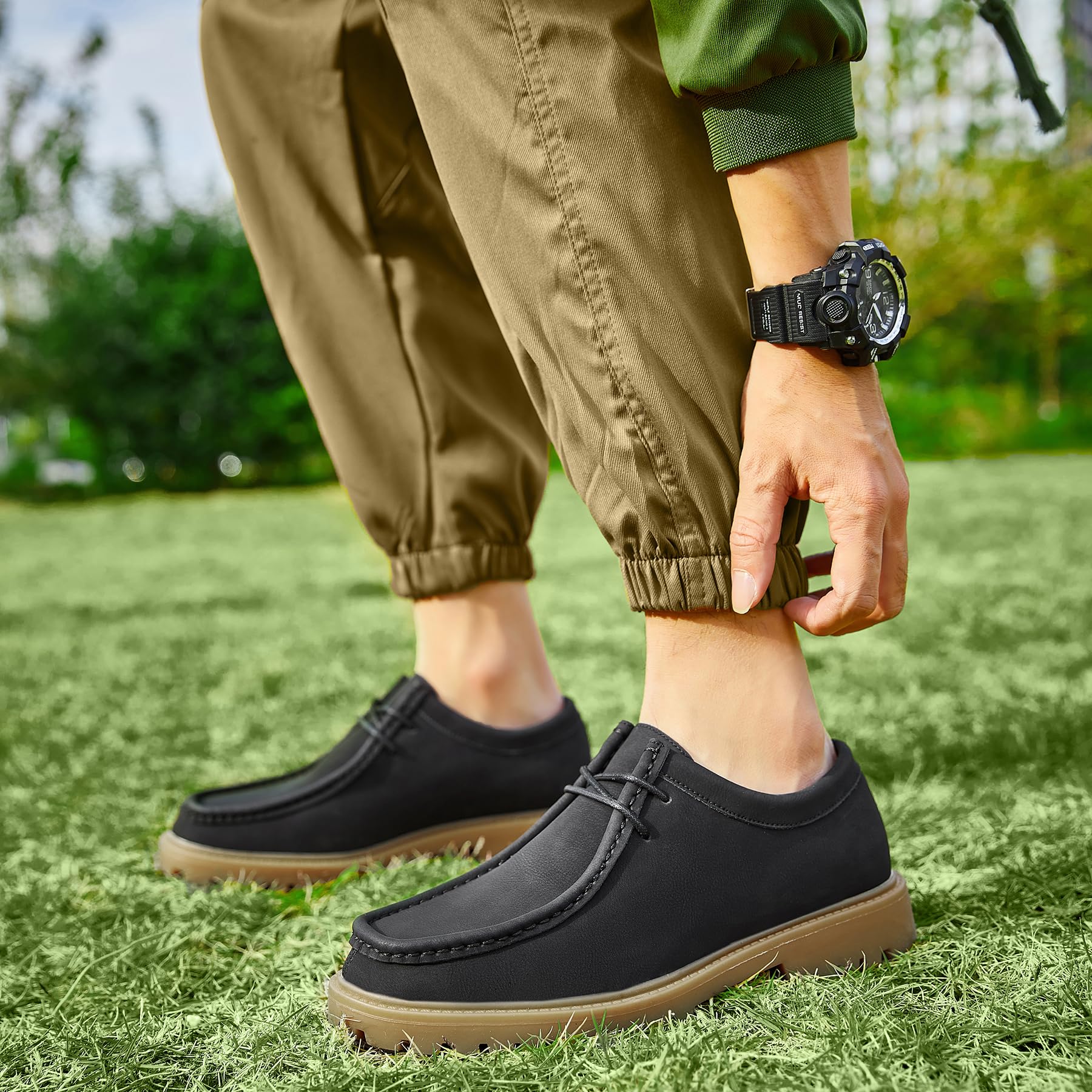 Allthemen Hombre Mocasines Cuero Casual Náutico Cordones