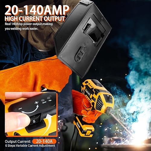 Miniatura 3 de Máquina de soldadura portátil de mano, 110 V 140 amperios mejorada Maquina de Soldar con inversor IGBT 6 corriente variable, juego de herramientas