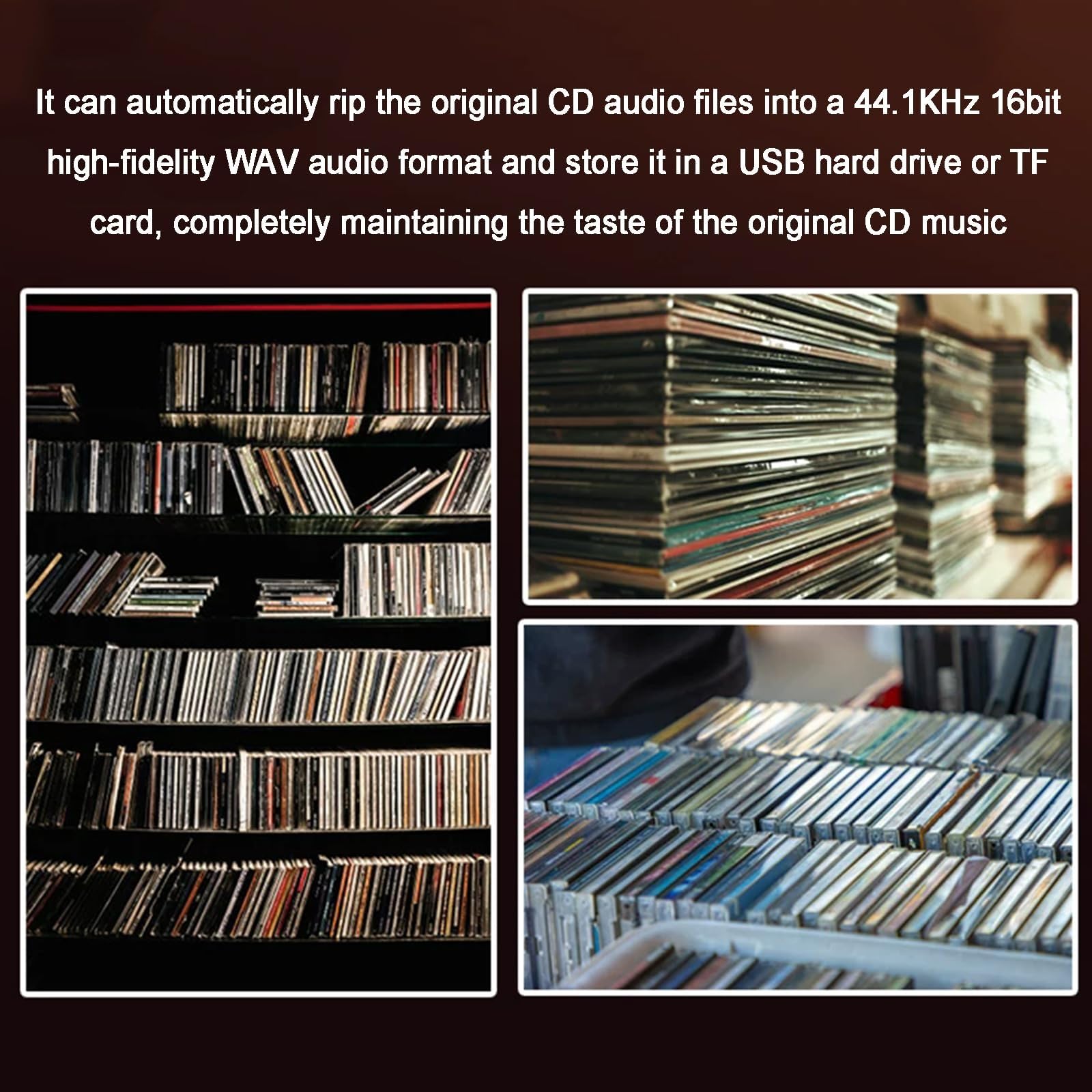Extracteur De CD Portable, Numériseur Audio pour Systèmes Hi-FI, Transcription Automatique Haute Vitesse Au Format WAV sans Perte, Lecteur Optique Externe avec Boîtier en Aluminium CNC