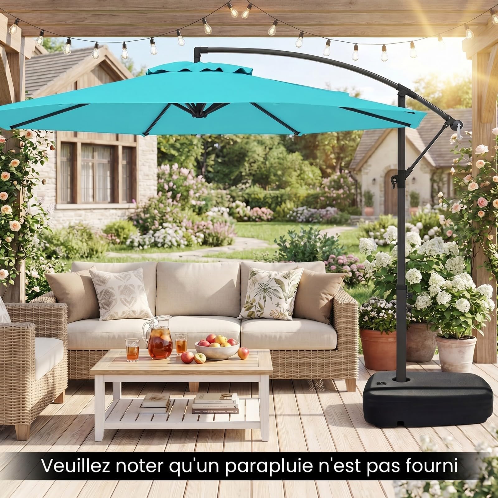 RELAX4LIFE Base de Parasol déporté HDPE 130KG (68L)