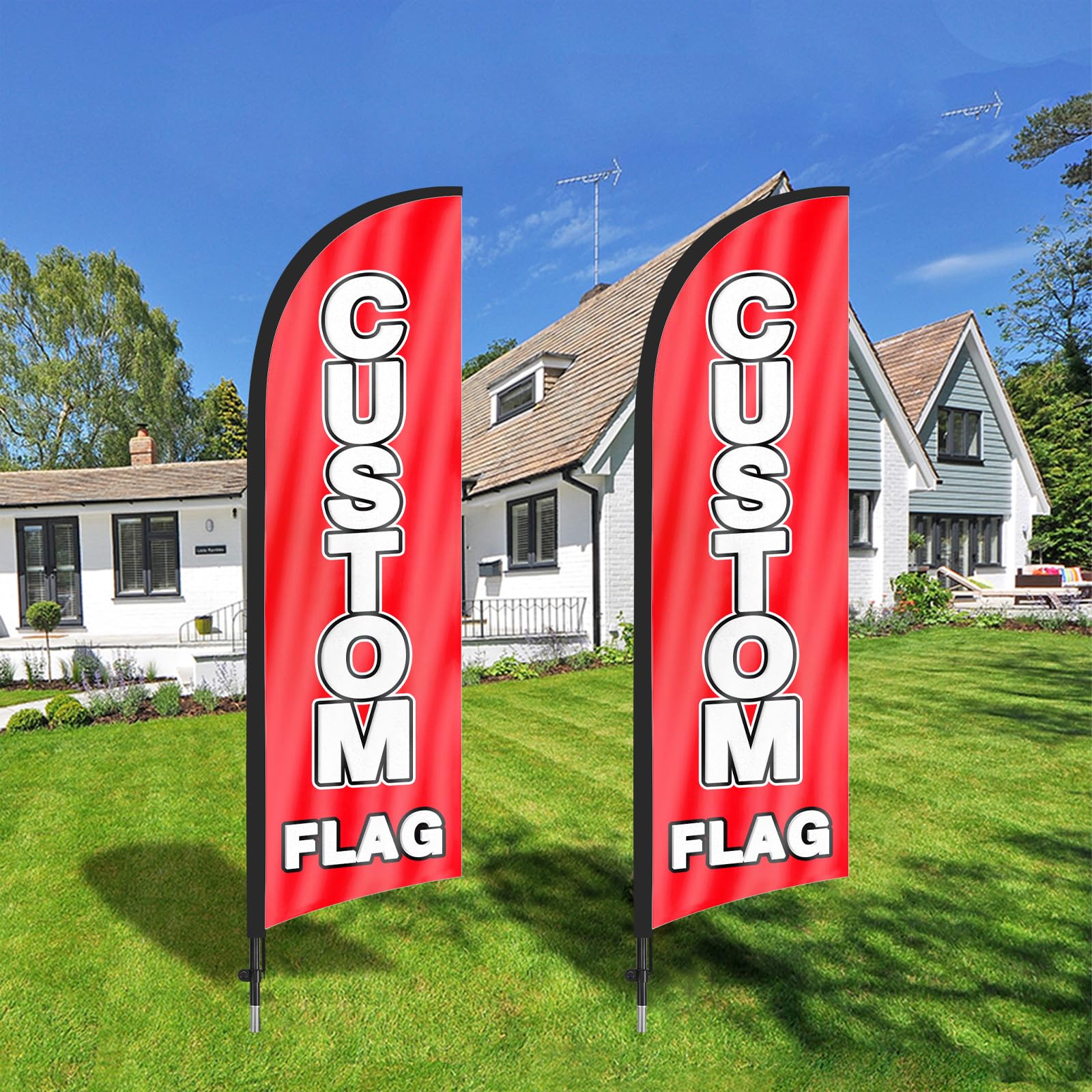 FSFLAG Windless Feather Flag and Ground Spike Kit, 8Ft Advertising Sign for Indoor Business
