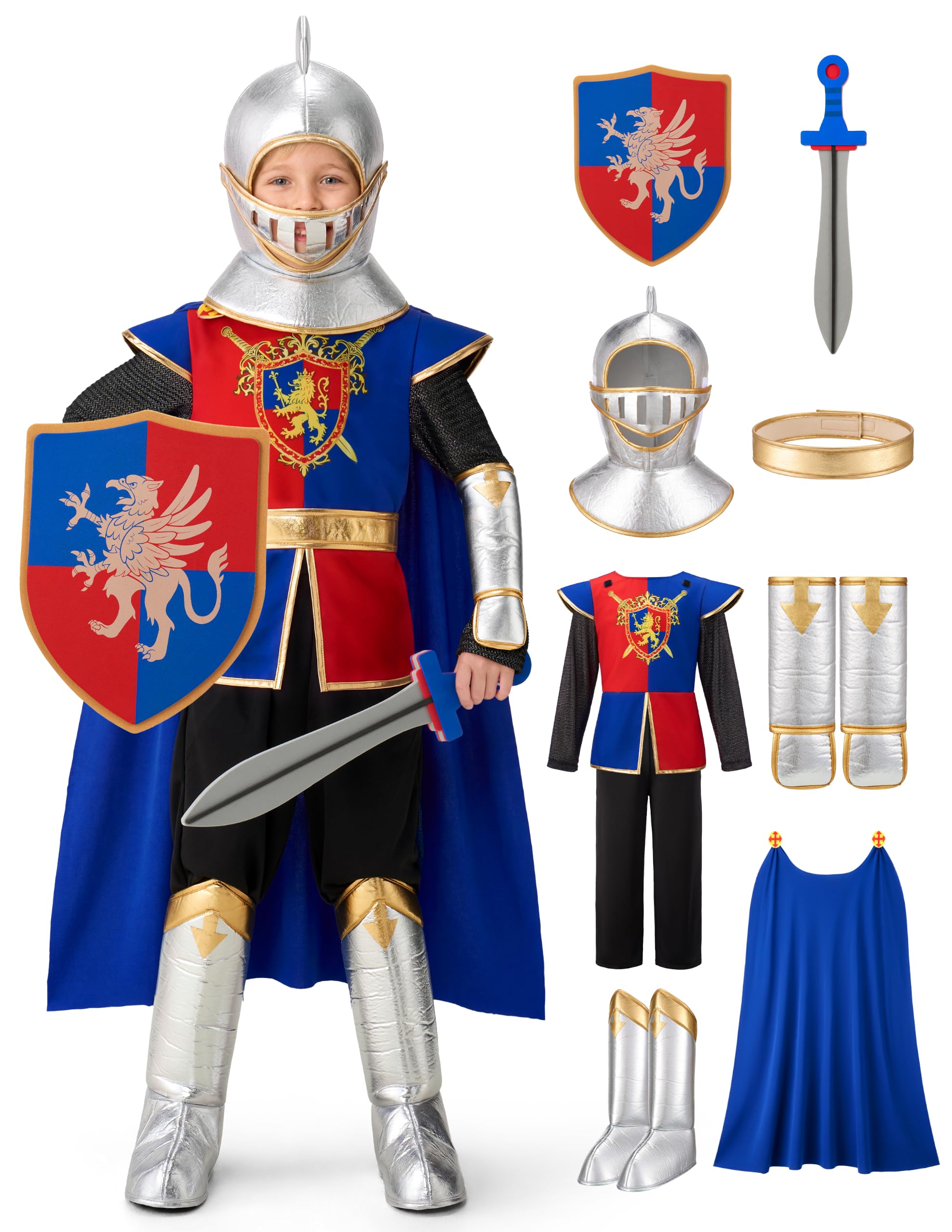 Spooktacular Creations Costume da cavaliere medievale per bambini, costume di Halloween per giochi di ruolo e feste a tema