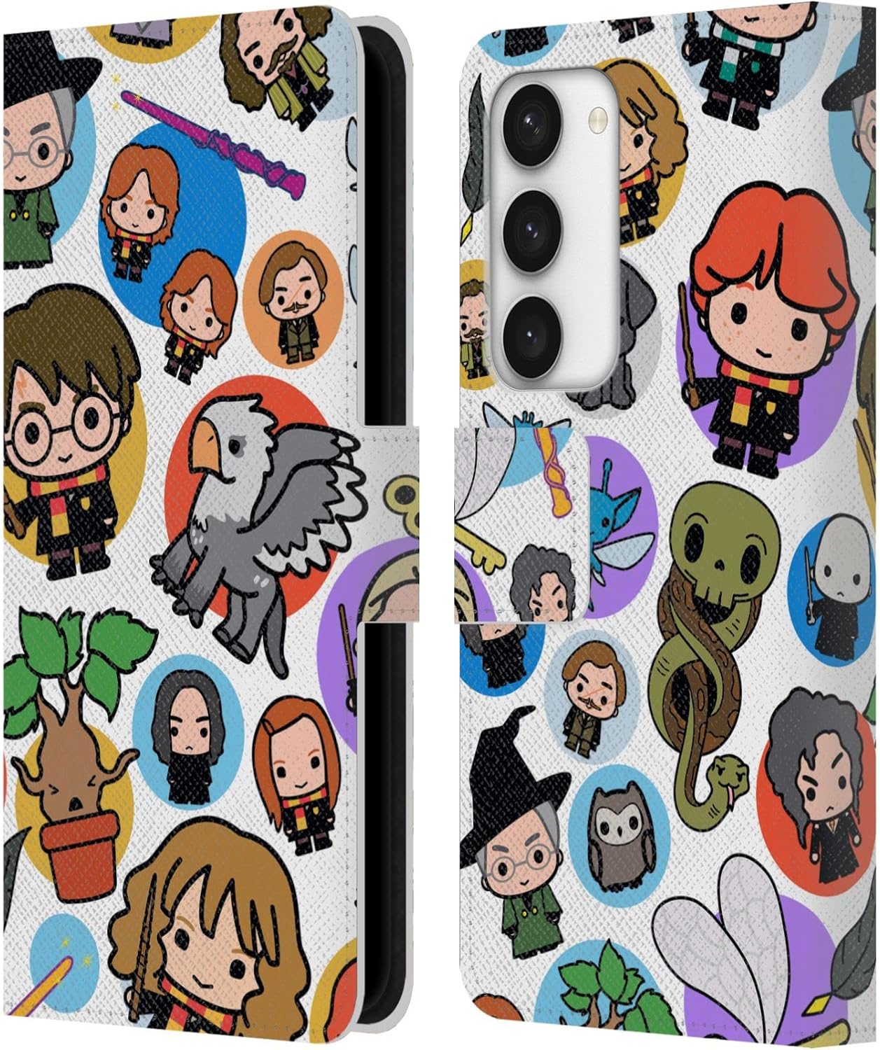 Head Case Designs Officially Licensed Harry Potter Pattern Deathly Hallows XXVIII Leather Wallet Case Compatible with Samsung Galaxy S23 5G