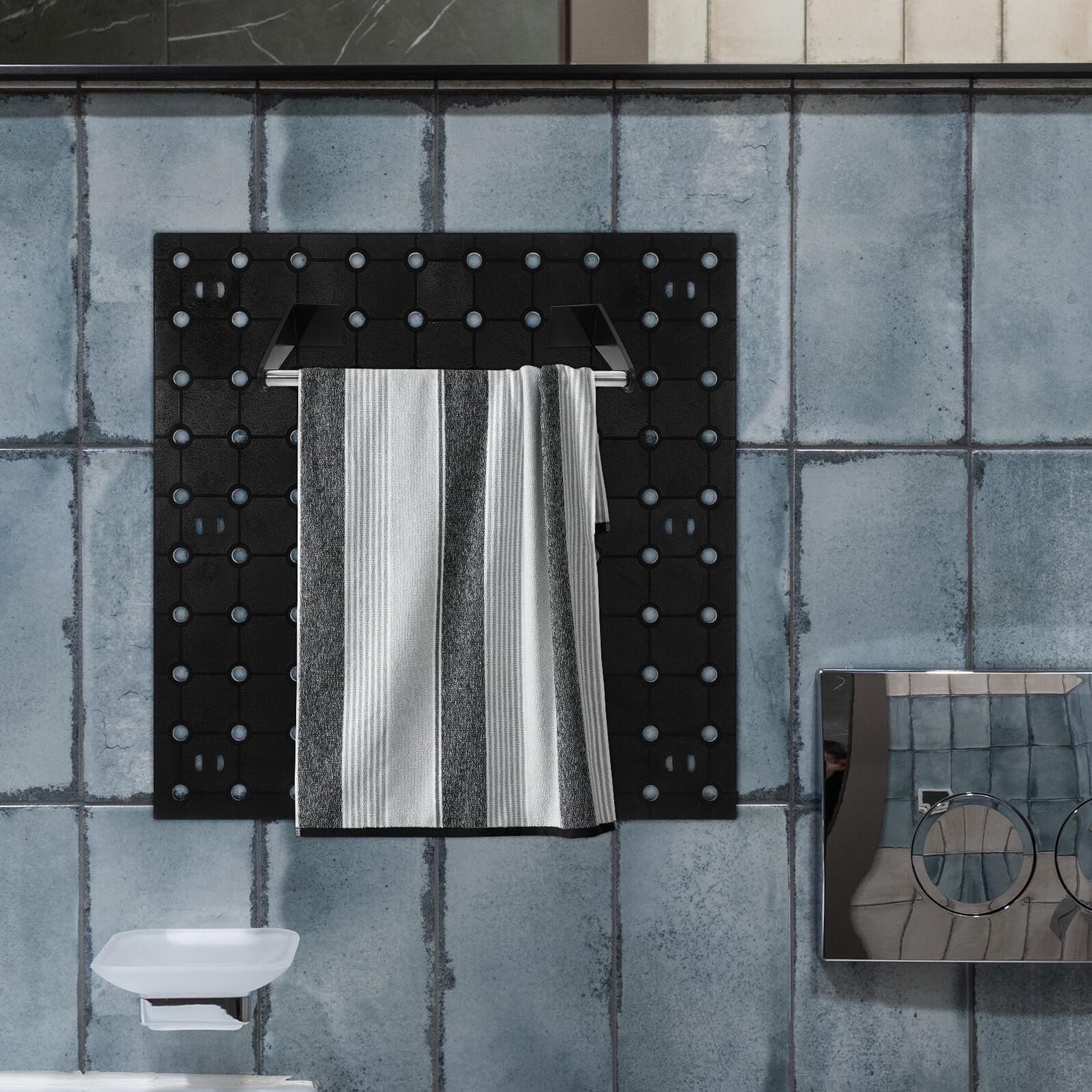 Hemobllo Soporte de Exhibición Tablero Perforado de Plástico Abs Negro Grande 4 Piezas sin Necesidad de Taladro para Organización Cocina, Baño y Dormitorio, Solución Práctica Ahorro