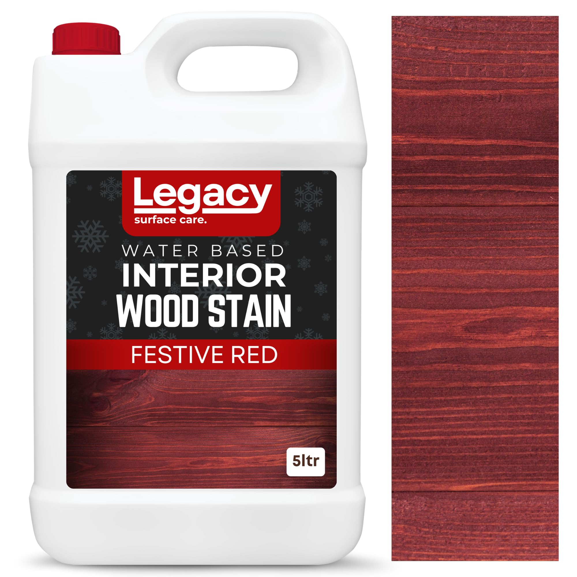 Legacy Surface Care Water Based Wood Stain (Gold Oak) – Fast Drying, Non-Toxic, Easy to Apply Wood Paint & Varnish for Indoor & Outdoor Furniture, Floors & Decking (Festive Red, 5ltr) — image 1