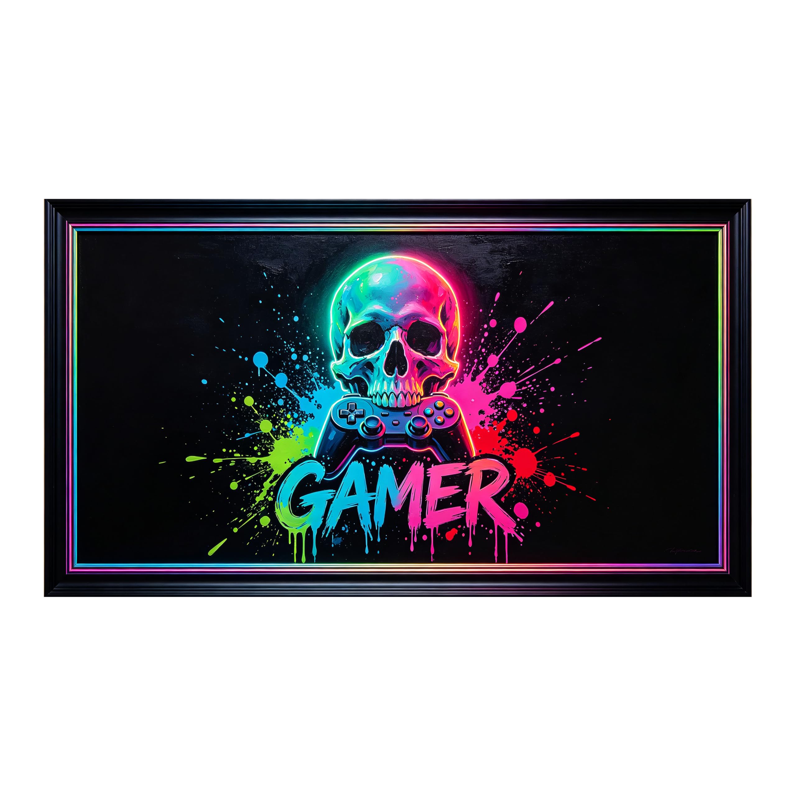 Yzpallescene Art260711086 3D Framed Wall Art Neon Skull Graffiti Pop Art Abstract Large Size Selfadhesive Removable Wall Decor Prints Artwork For Living Room Bedroom Office
