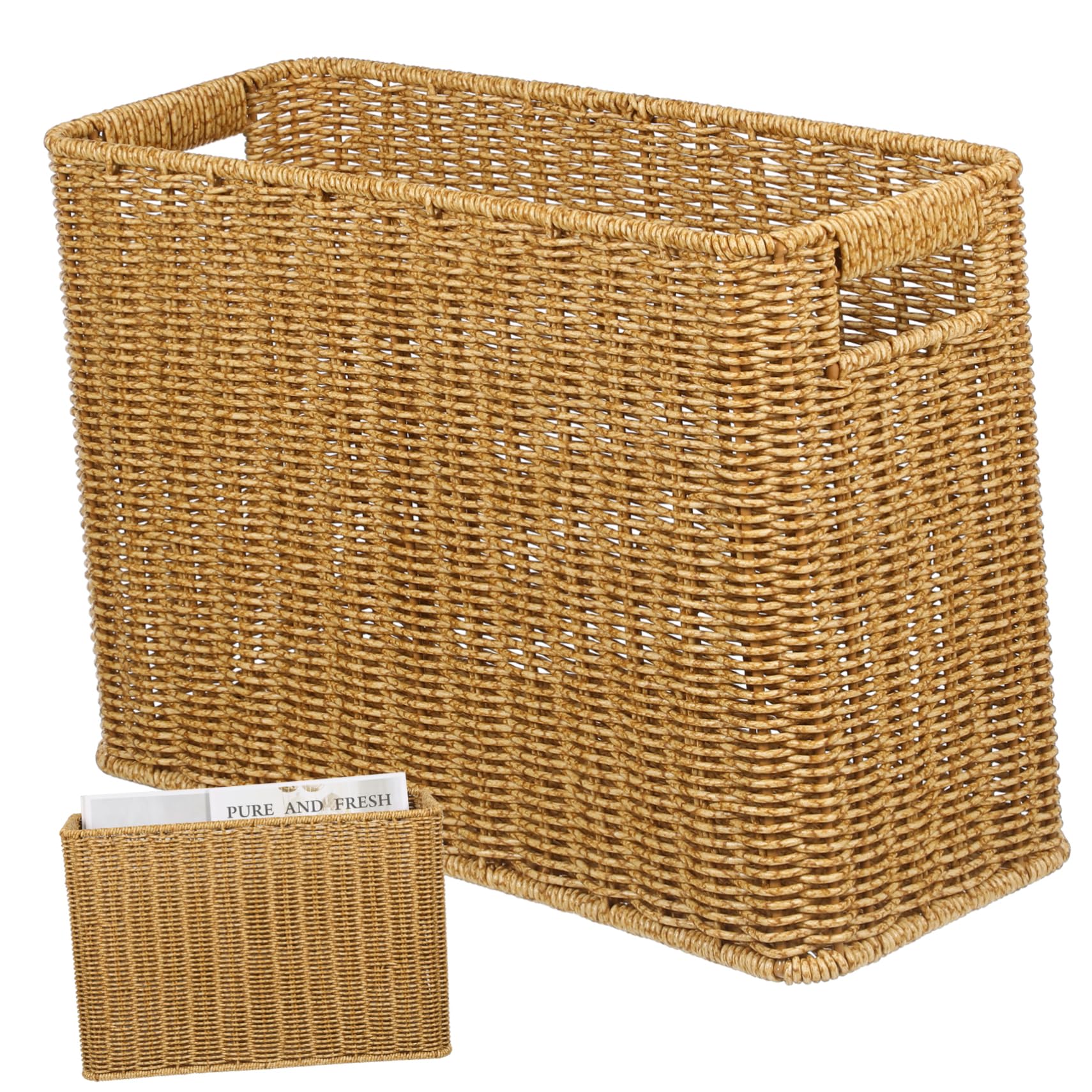 Unomor Large Capacity Japanese Style Imitation Rattan Basket Home Storage Basket for Magazines Toys