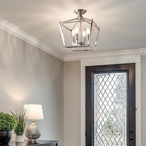 Miniatura 9 de JONATHAN Y JYL7610C - Mini linterna de hierro de 12 pulgadas con 4 luces LED de montaje empotrado, rústico, industrial, regulable, 2700 K, acogedora