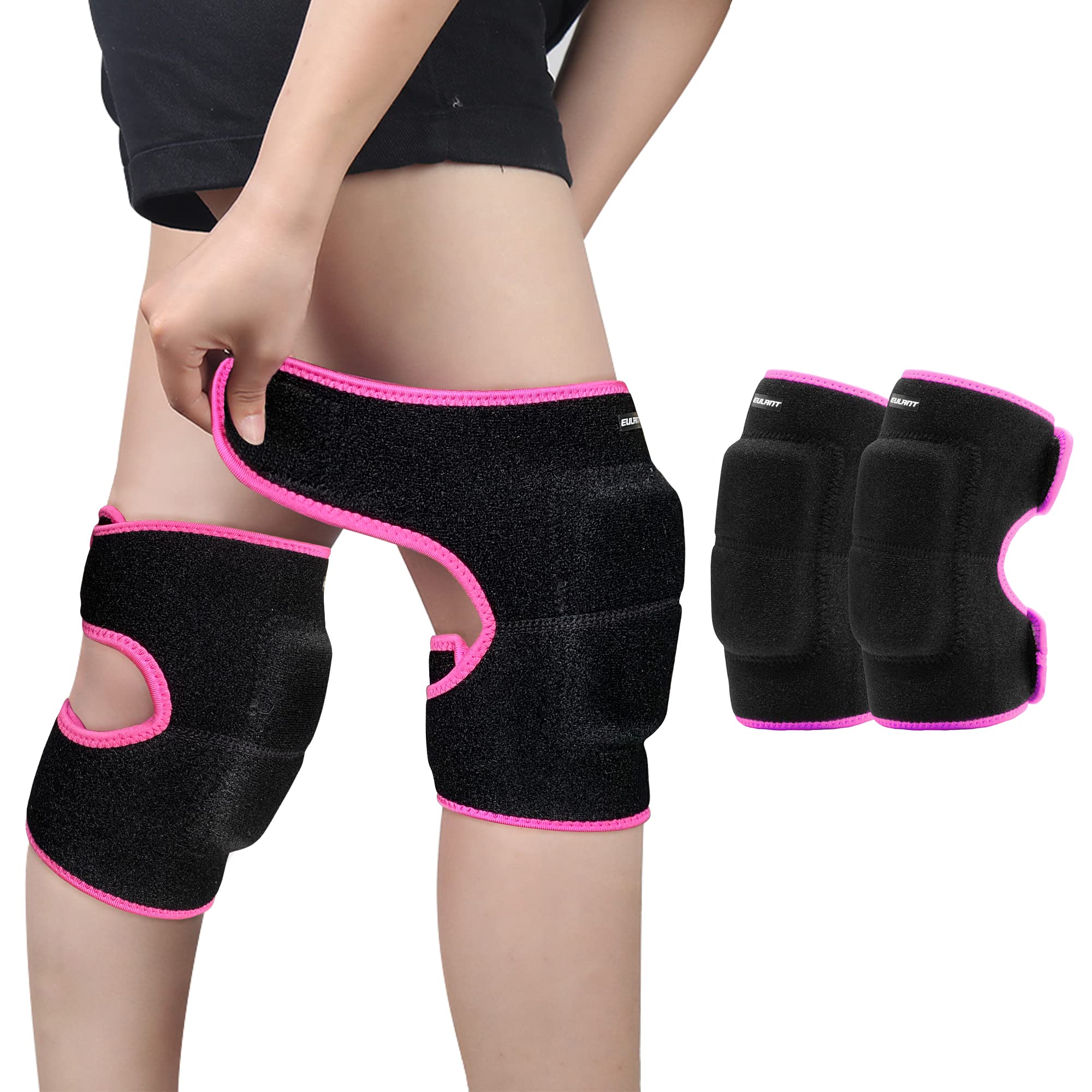ONTYZZKids Knee Pads Adjustable Boys and Girls Knee Support Brace Protector with Thickened SBR Pad Guard Wraps for Downhill Cycling Dancing Volleyball Crawling