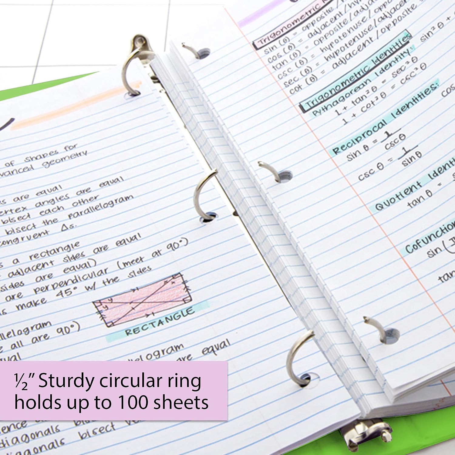 BAZIC Products Lime Green 0.5 Inch View Binder, 3 Ring, Cs/12