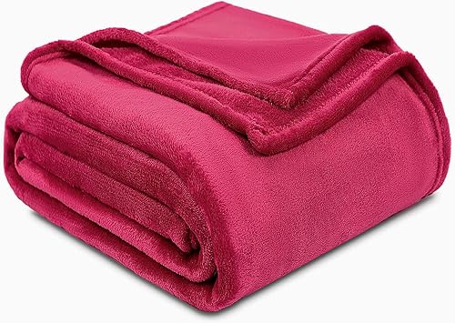 NANPIPER Manta de forro polar, suave y acogedora, cálida y ligera, color rojo vino, 50 x 60 pulgadas