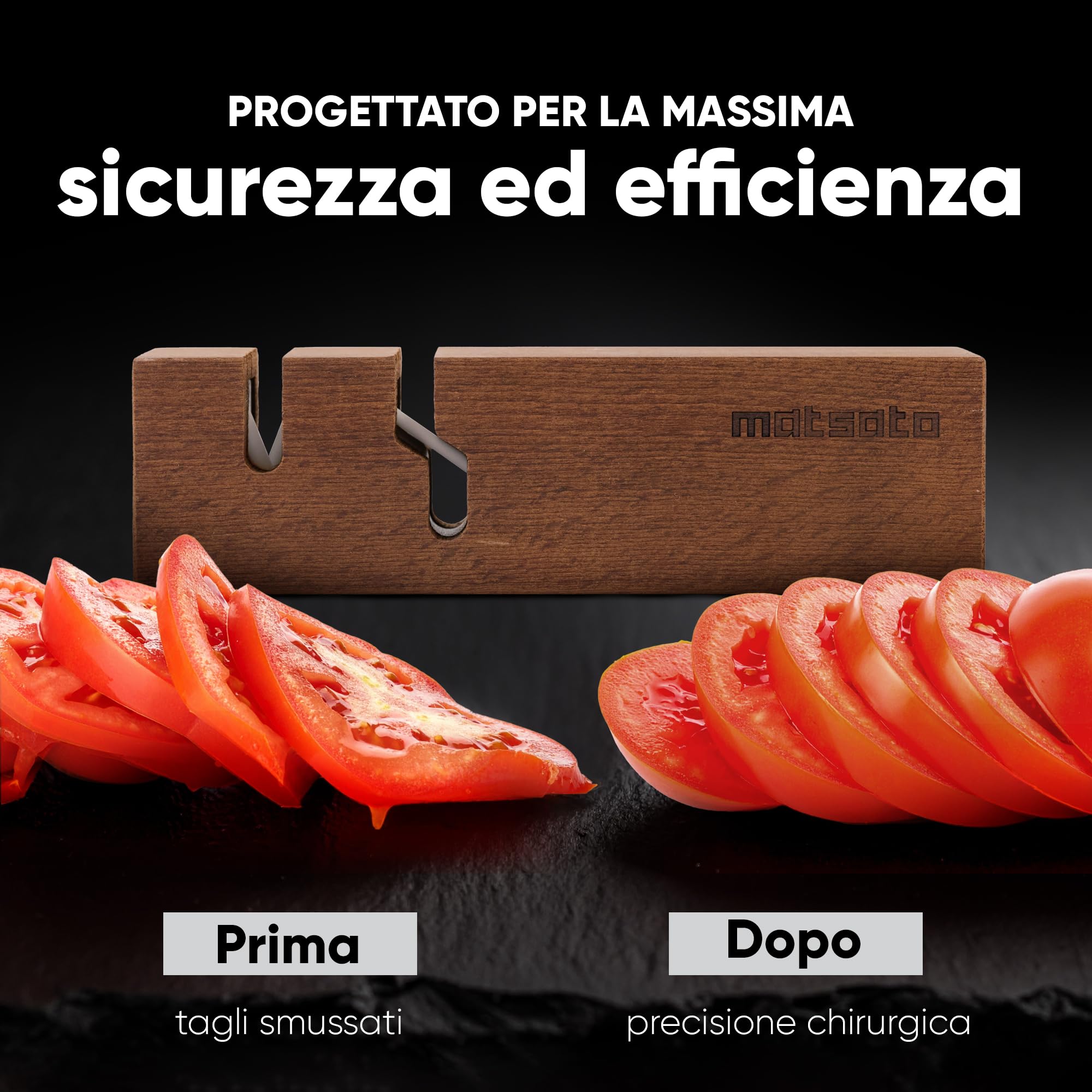 Matsato Affilacoltelli Professionale 2 in 1 - Affila Coltelli Manuale per Coltelli da Cucina e Forbici - Design in Legno di Faggio con Aste in Ceramica