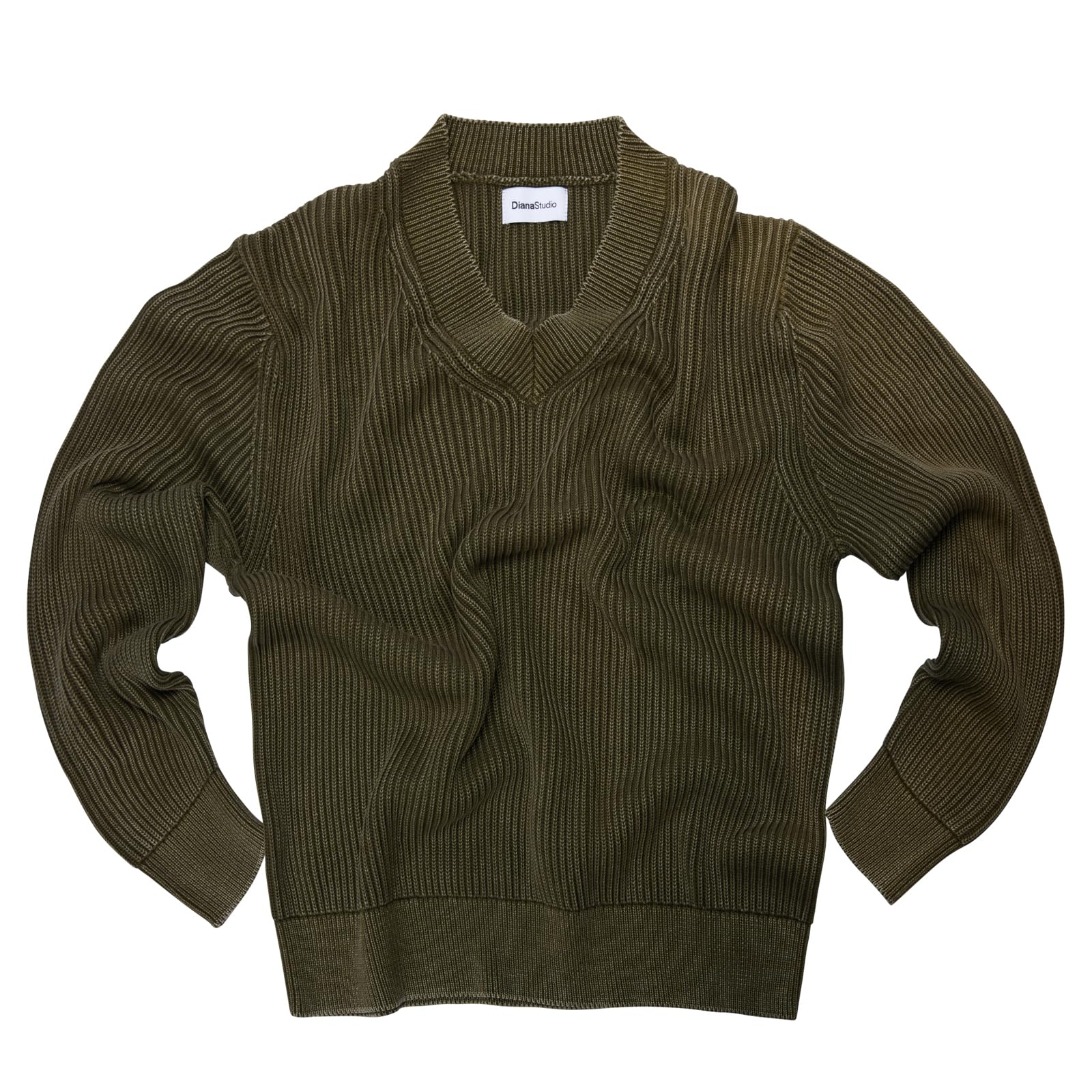 Diana Studio - Maglione Scollo V trattato a Mano in 100% Cotone, Uomo, Maniche Lunghe, Casual Fit