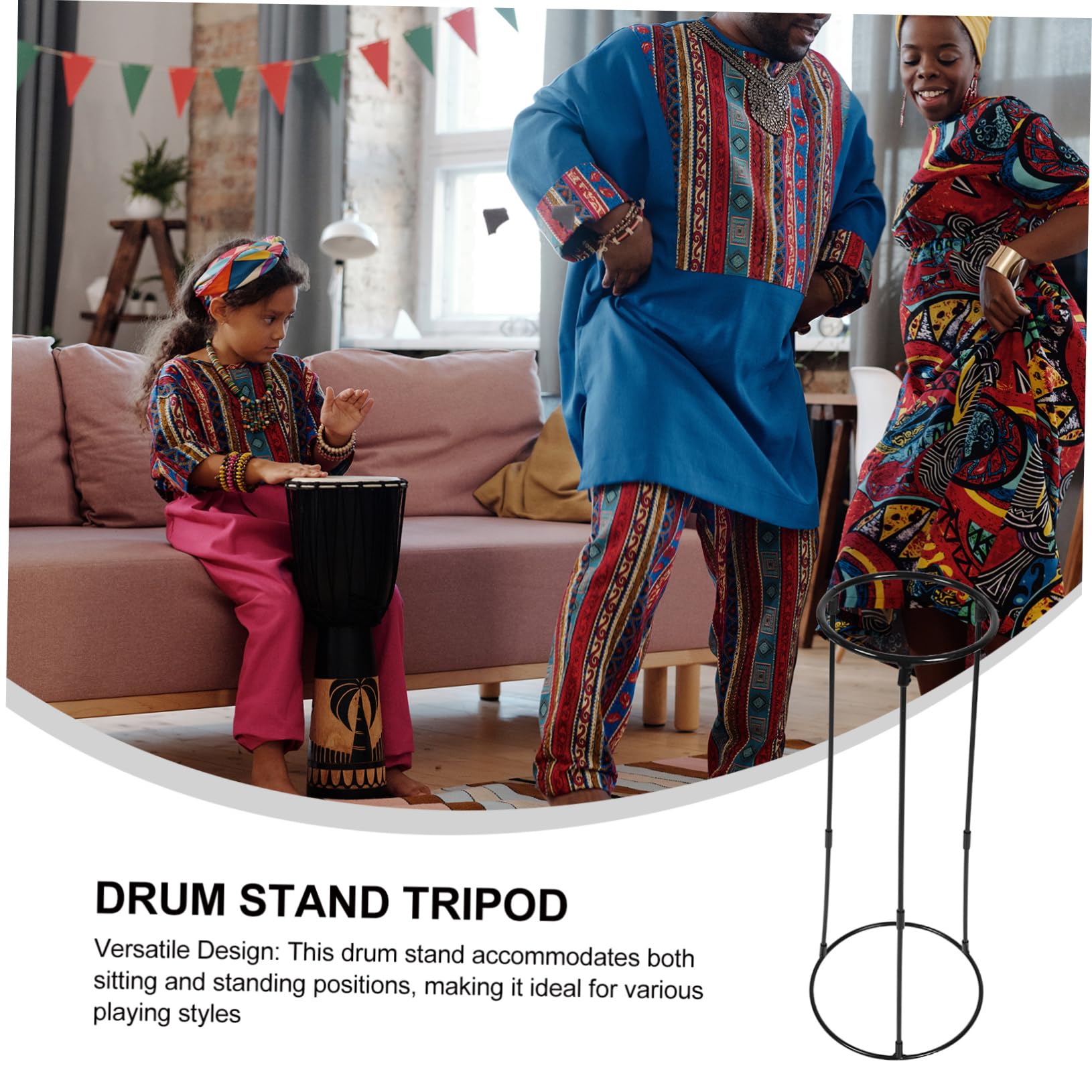 Cabilock Soporte para Djembé Africano de Acero al Carbono, Accesorios de Batería para Adultos y Principiantes, Diseño Versátil para Uso en Casa Escenario